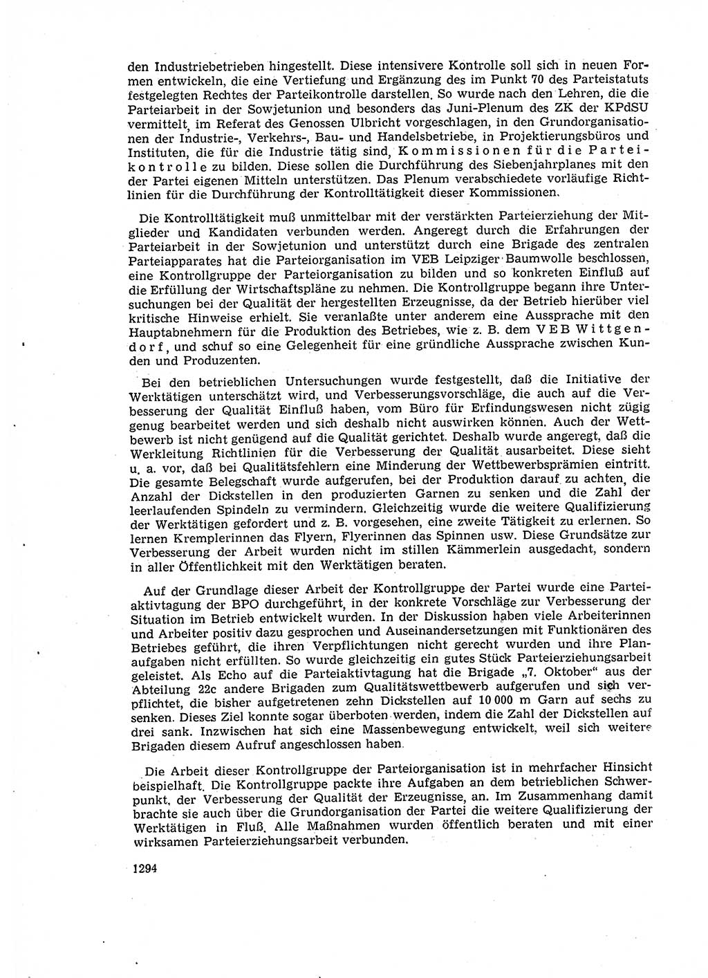 Neuer Weg (NW), Organ des Zentralkomitees (ZK) der SED (Sozialistische Einheitspartei Deutschlands) für Fragen des Parteiaufbaus und des Parteilebens, 14. Jahrgang [Deutsche Demokratische Republik (DDR)] 1959, Seite 1294 (NW ZK SED DDR 1959, S. 1294)