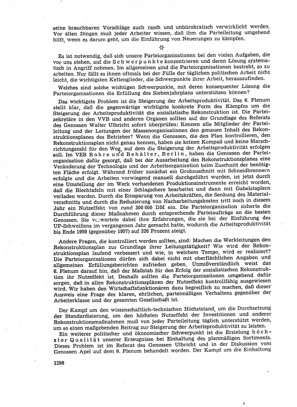 Neuer Weg (NW), Organ des Zentralkomitees (ZK) der SED (Sozialistische Einheitspartei Deutschlands) für Fragen des Parteiaufbaus und des Parteilebens, 14. Jahrgang [Deutsche Demokratische Republik (DDR)] 1959, Seite 1296 (NW ZK SED DDR 1959, S. 1296)