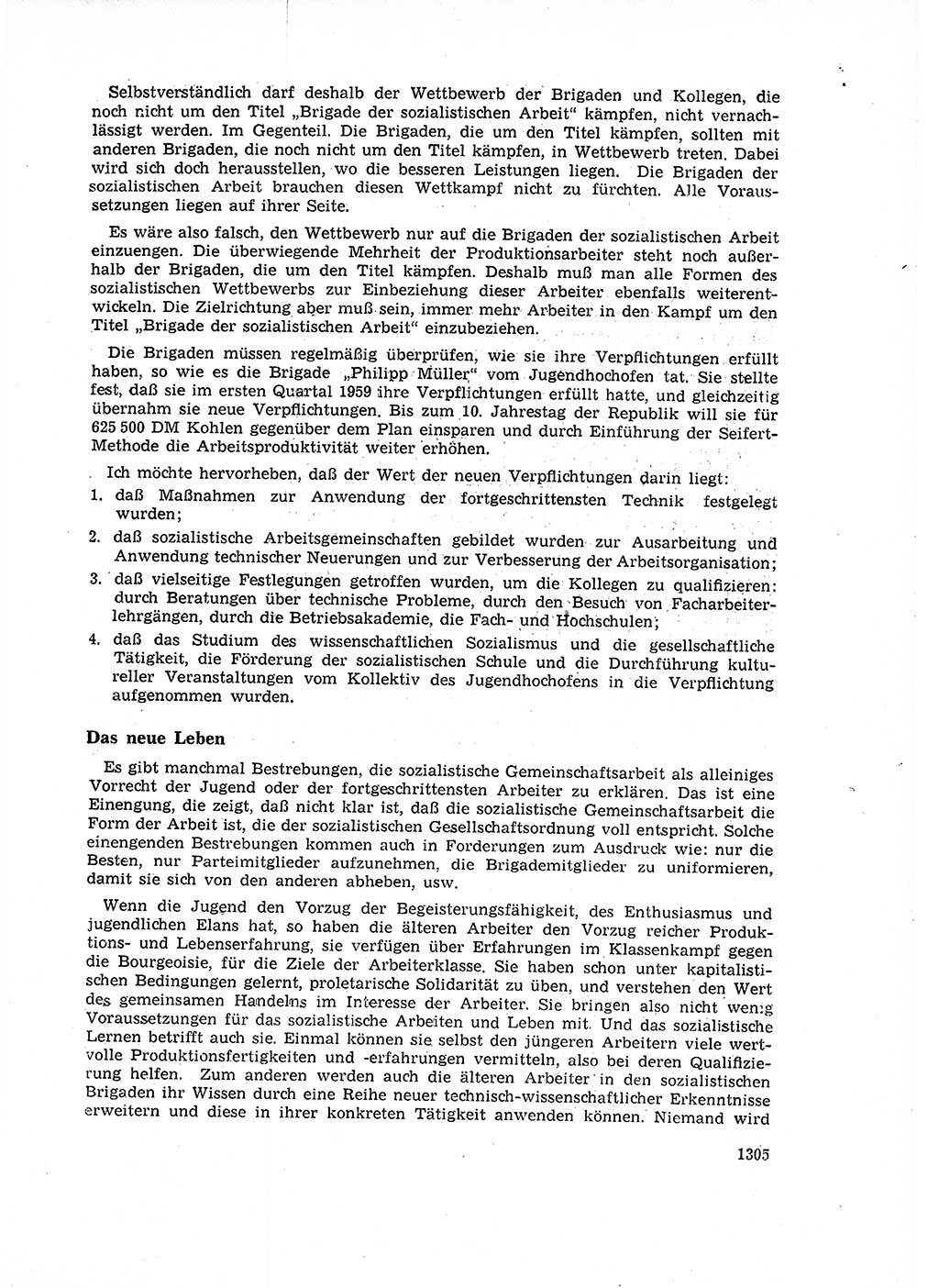 Neuer Weg (NW), Organ des Zentralkomitees (ZK) der SED (Sozialistische Einheitspartei Deutschlands) für Fragen des Parteiaufbaus und des Parteilebens, 14. Jahrgang [Deutsche Demokratische Republik (DDR)] 1959, Seite 1305 (NW ZK SED DDR 1959, S. 1305)