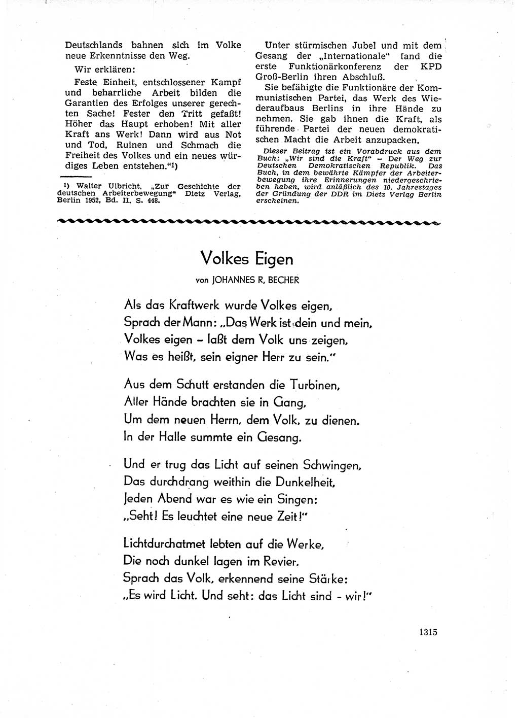 Neuer Weg (NW), Organ des Zentralkomitees (ZK) der SED (Sozialistische Einheitspartei Deutschlands) für Fragen des Parteiaufbaus und des Parteilebens, 14. Jahrgang [Deutsche Demokratische Republik (DDR)] 1959, Seite 1315 (NW ZK SED DDR 1959, S. 1315)