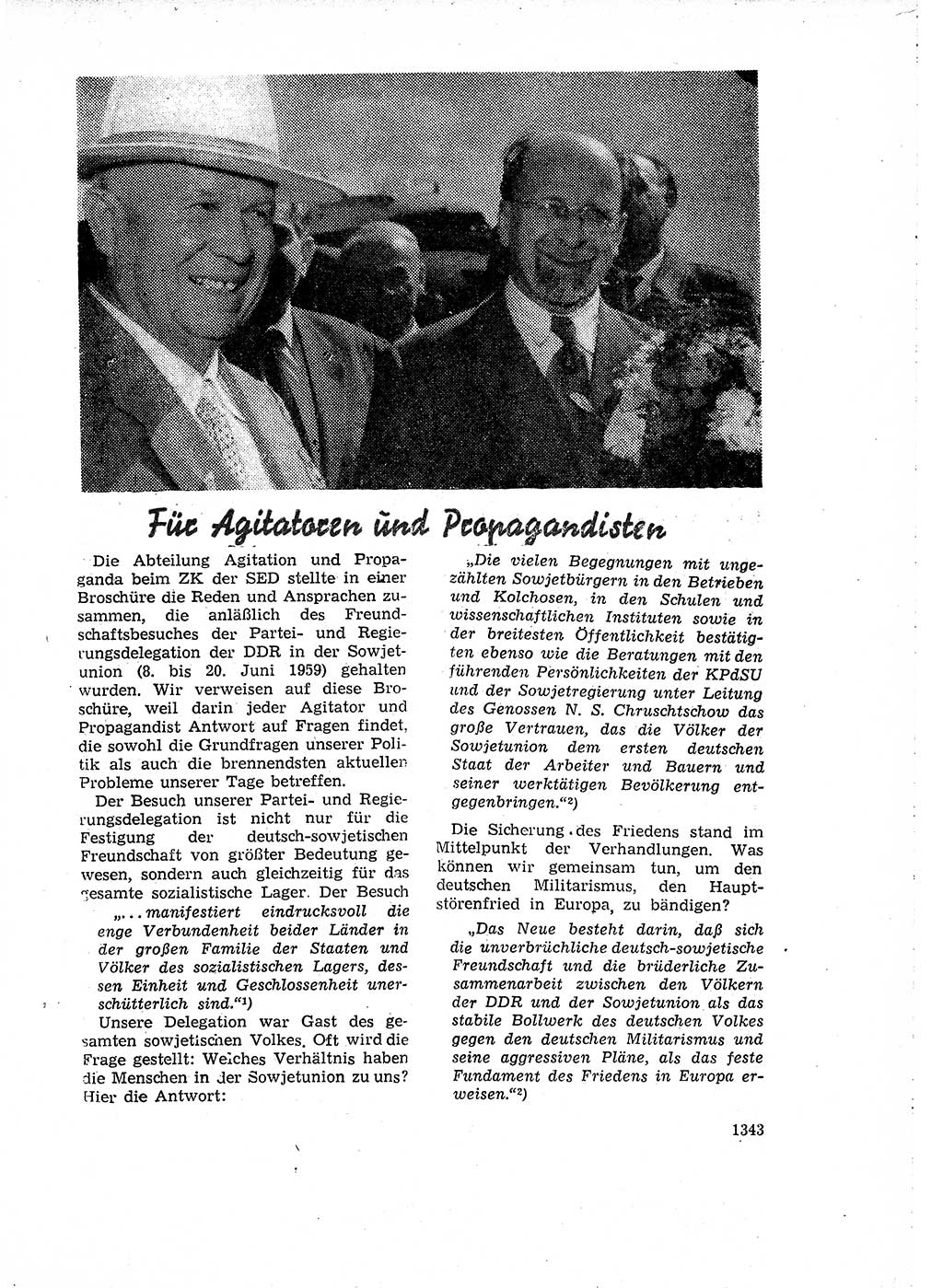 Neuer Weg (NW), Organ des Zentralkomitees (ZK) der SED (Sozialistische Einheitspartei Deutschlands) für Fragen des Parteiaufbaus und des Parteilebens, 14. Jahrgang [Deutsche Demokratische Republik (DDR)] 1959, Seite 1343 (NW ZK SED DDR 1959, S. 1343)