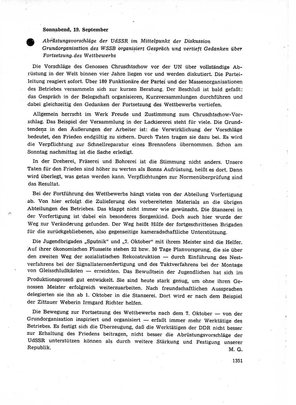 Neuer Weg (NW), Organ des Zentralkomitees (ZK) der SED (Sozialistische Einheitspartei Deutschlands) für Fragen des Parteiaufbaus und des Parteilebens, 14. Jahrgang [Deutsche Demokratische Republik (DDR)] 1959, Seite 1351 (NW ZK SED DDR 1959, S. 1351)