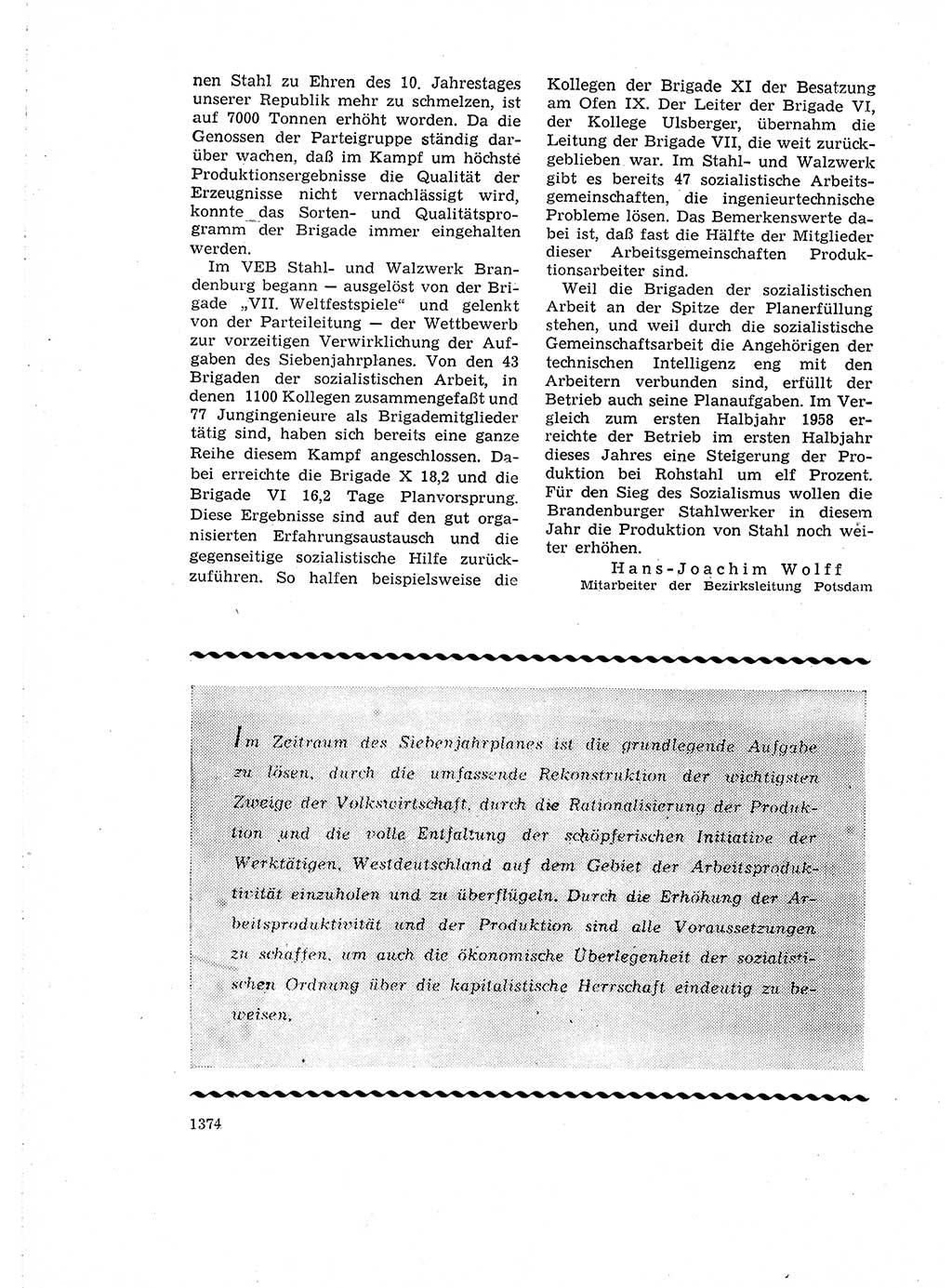 Neuer Weg (NW), Organ des Zentralkomitees (ZK) der SED (Sozialistische Einheitspartei Deutschlands) für Fragen des Parteiaufbaus und des Parteilebens, 14. Jahrgang [Deutsche Demokratische Republik (DDR)] 1959, Seite 1374 (NW ZK SED DDR 1959, S. 1374)