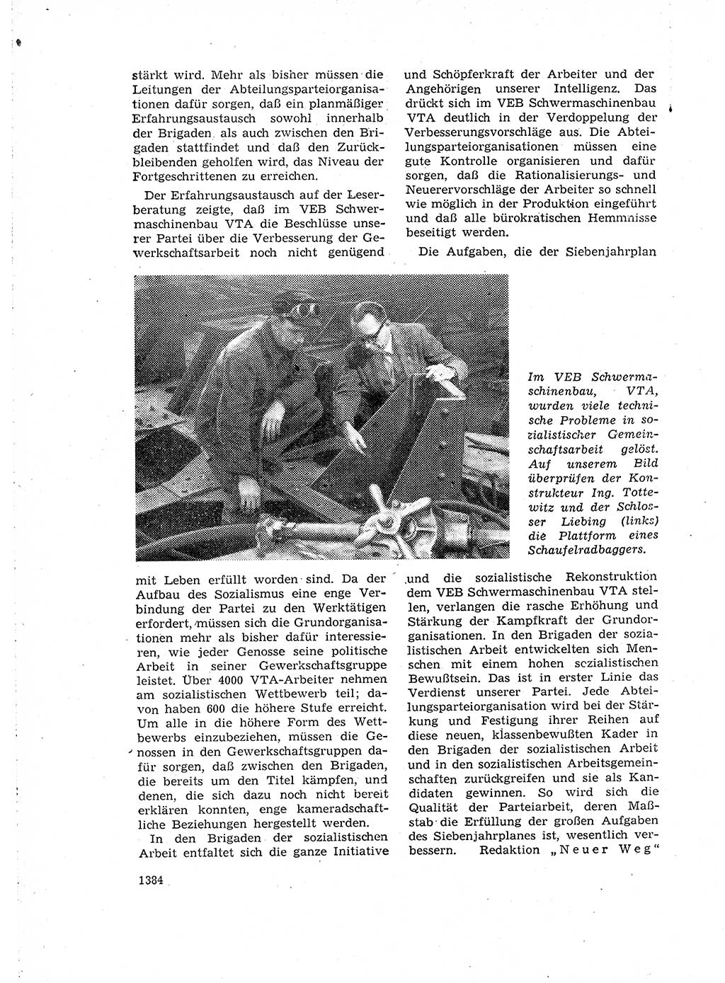 Neuer Weg (NW), Organ des Zentralkomitees (ZK) der SED (Sozialistische Einheitspartei Deutschlands) fÃ¼r Fragen des Parteiaufbaus und des Parteilebens, 14. Jahrgang [Deutsche Demokratische Republik (DDR)] 1959, Seite 1384 (NW ZK SED DDR 1959, S. 1384)