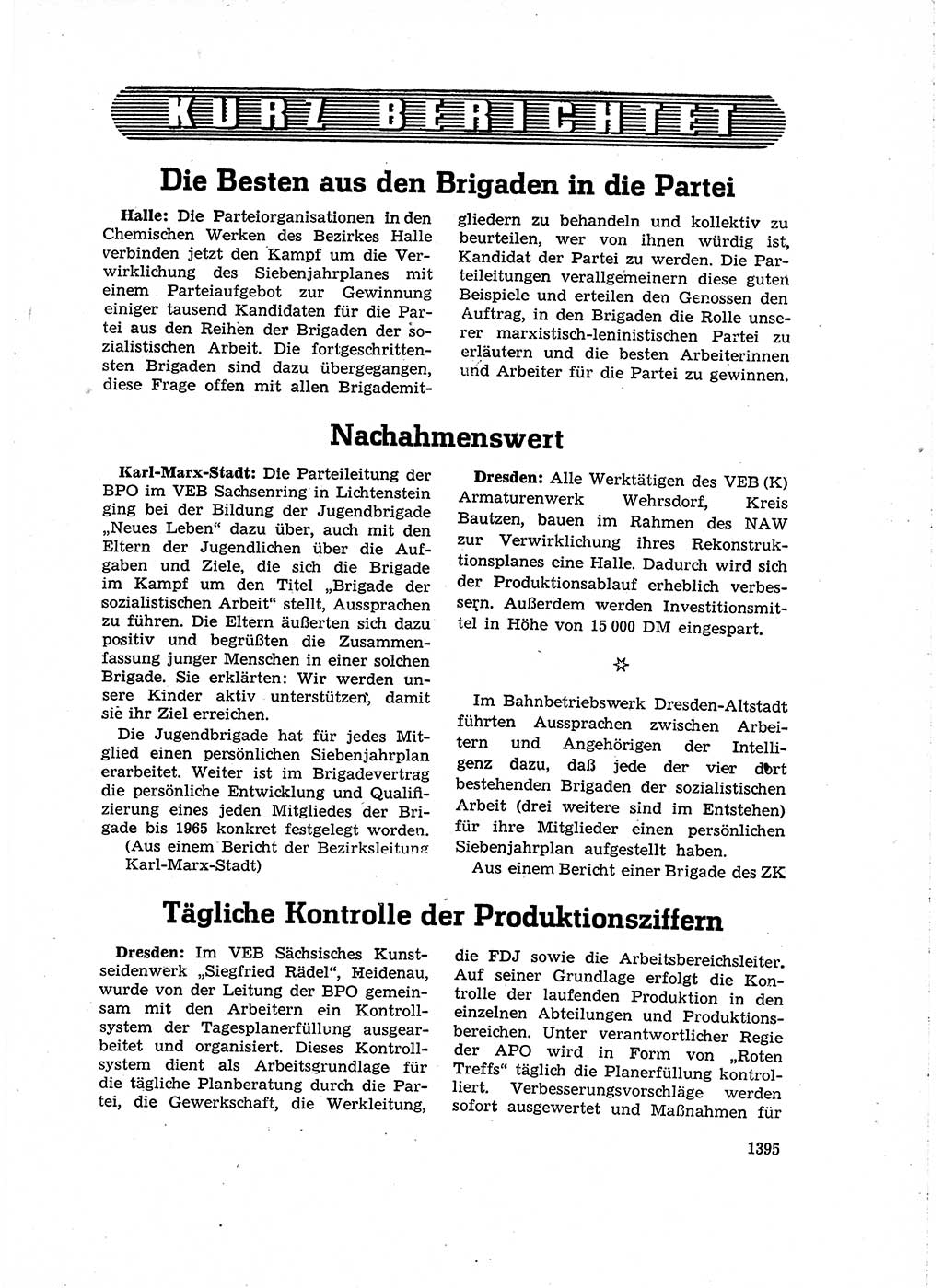 Neuer Weg (NW), Organ des Zentralkomitees (ZK) der SED (Sozialistische Einheitspartei Deutschlands) für Fragen des Parteiaufbaus und des Parteilebens, 14. Jahrgang [Deutsche Demokratische Republik (DDR)] 1959, Seite 1395 (NW ZK SED DDR 1959, S. 1395)