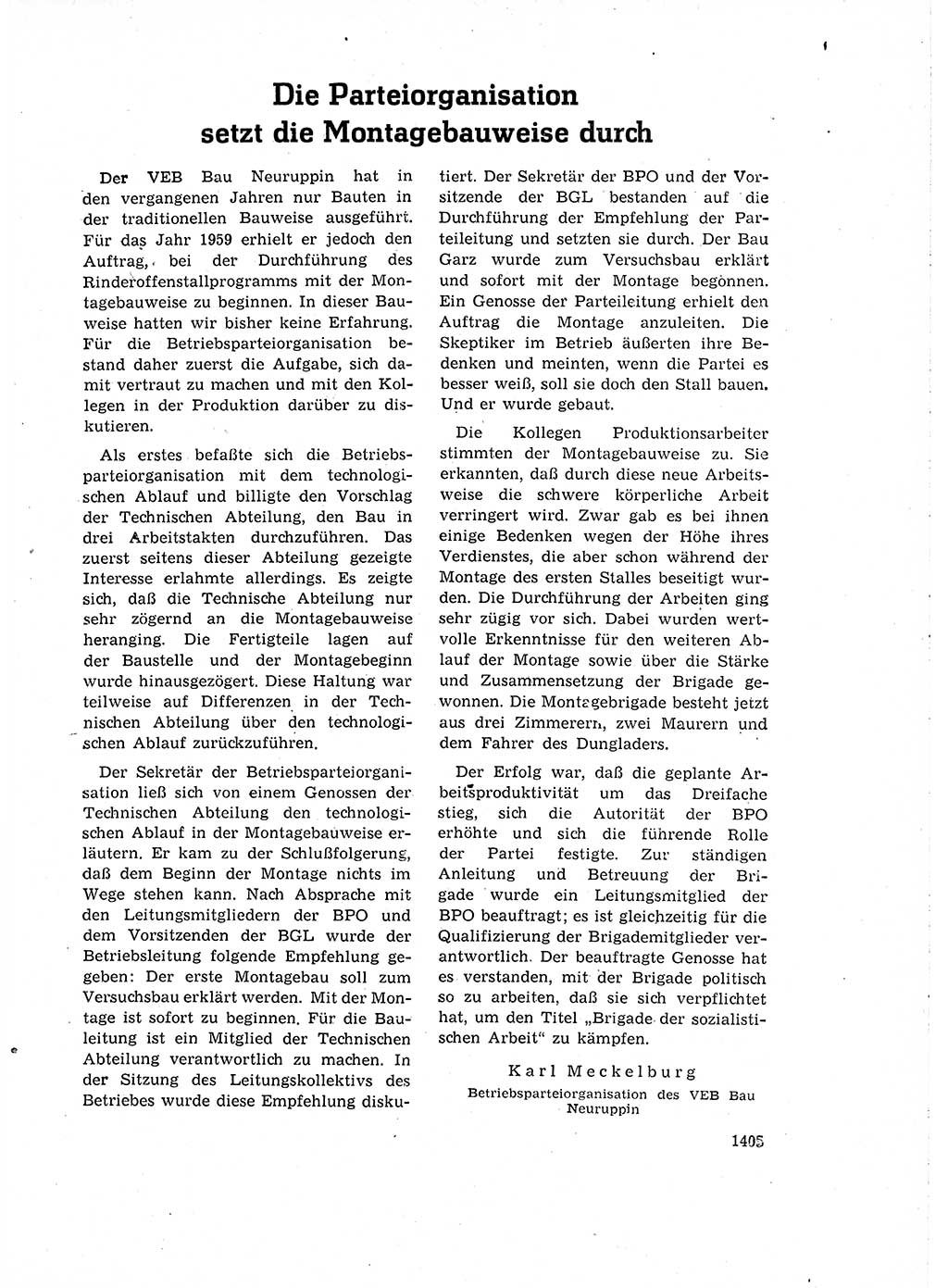 Neuer Weg (NW), Organ des Zentralkomitees (ZK) der SED (Sozialistische Einheitspartei Deutschlands) fÃ¼r Fragen des Parteiaufbaus und des Parteilebens, 14. Jahrgang [Deutsche Demokratische Republik (DDR)] 1959, Seite 1405 (NW ZK SED DDR 1959, S. 1405)