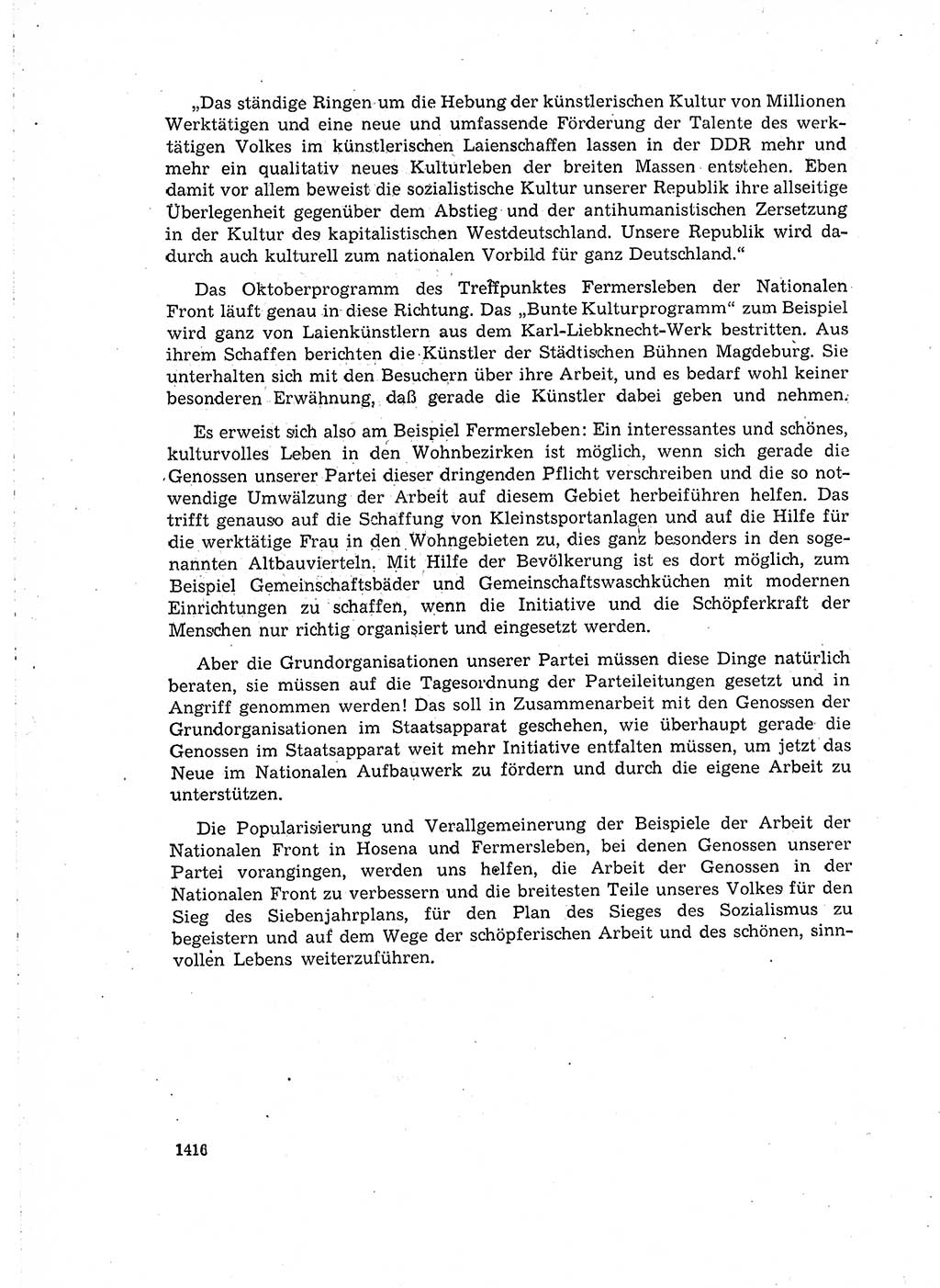 Neuer Weg (NW), Organ des Zentralkomitees (ZK) der SED (Sozialistische Einheitspartei Deutschlands) für Fragen des Parteiaufbaus und des Parteilebens, 14. Jahrgang [Deutsche Demokratische Republik (DDR)] 1959, Seite 1416 (NW ZK SED DDR 1959, S. 1416)