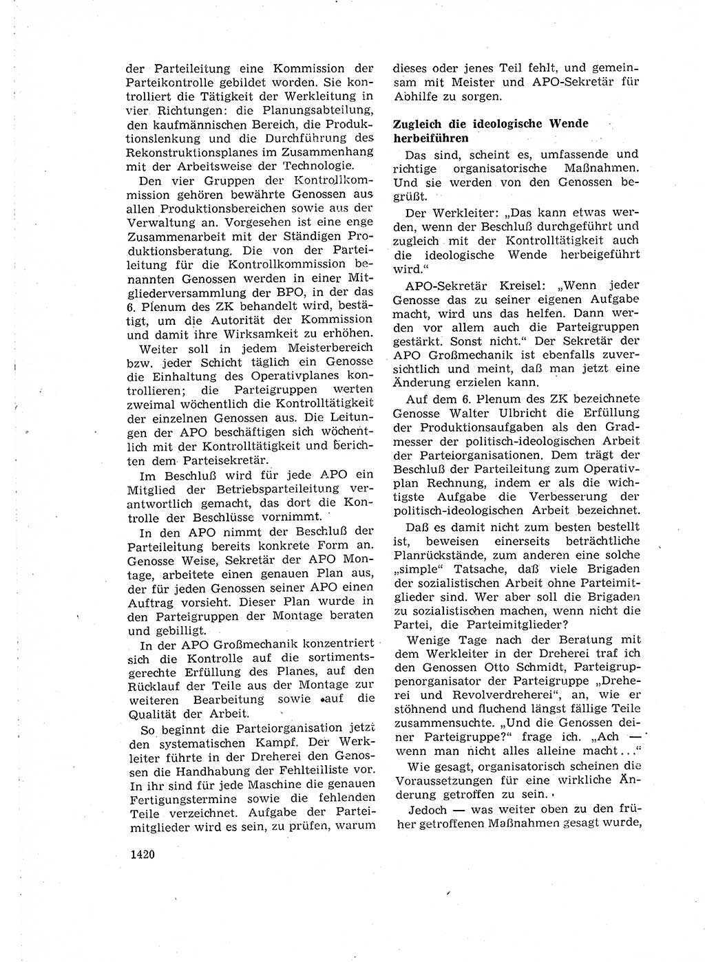 Neuer Weg (NW), Organ des Zentralkomitees (ZK) der SED (Sozialistische Einheitspartei Deutschlands) für Fragen des Parteiaufbaus und des Parteilebens, 14. Jahrgang [Deutsche Demokratische Republik (DDR)] 1959, Seite 1420 (NW ZK SED DDR 1959, S. 1420)