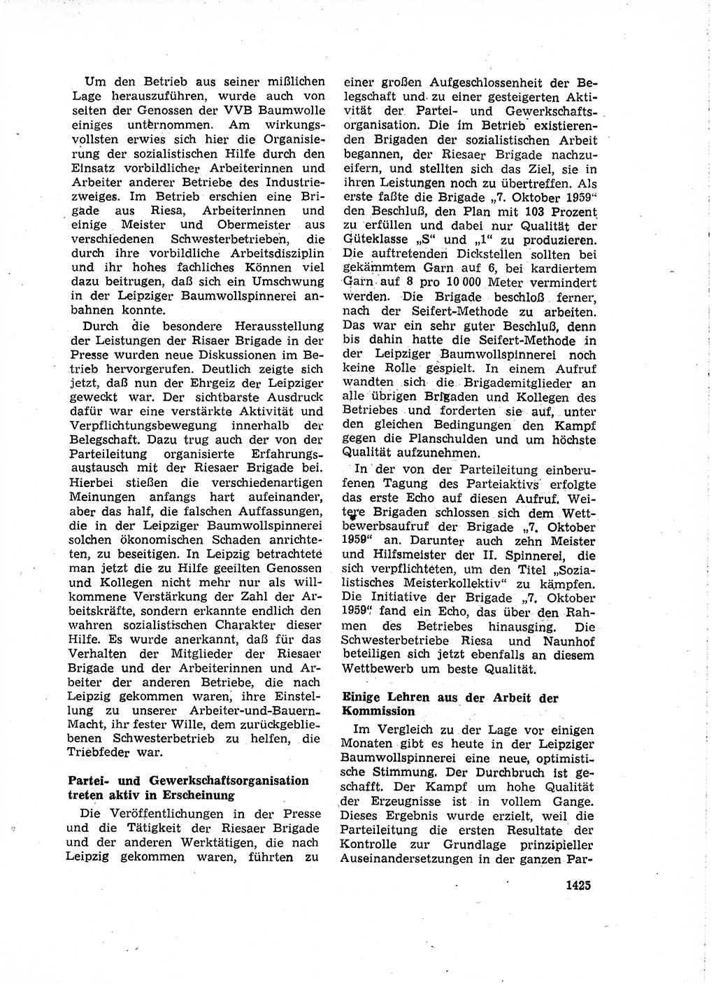 Neuer Weg (NW), Organ des Zentralkomitees (ZK) der SED (Sozialistische Einheitspartei Deutschlands) für Fragen des Parteiaufbaus und des Parteilebens, 14. Jahrgang [Deutsche Demokratische Republik (DDR)] 1959, Seite 1425 (NW ZK SED DDR 1959, S. 1425)