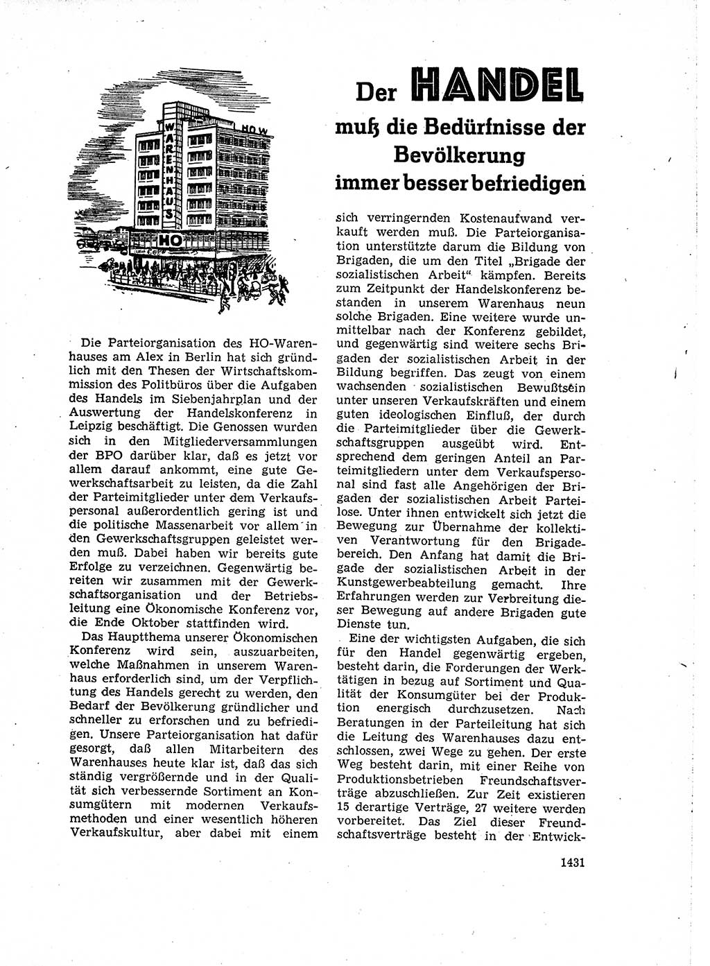 Neuer Weg (NW), Organ des Zentralkomitees (ZK) der SED (Sozialistische Einheitspartei Deutschlands) für Fragen des Parteiaufbaus und des Parteilebens, 14. Jahrgang [Deutsche Demokratische Republik (DDR)] 1959, Seite 1431 (NW ZK SED DDR 1959, S. 1431)
