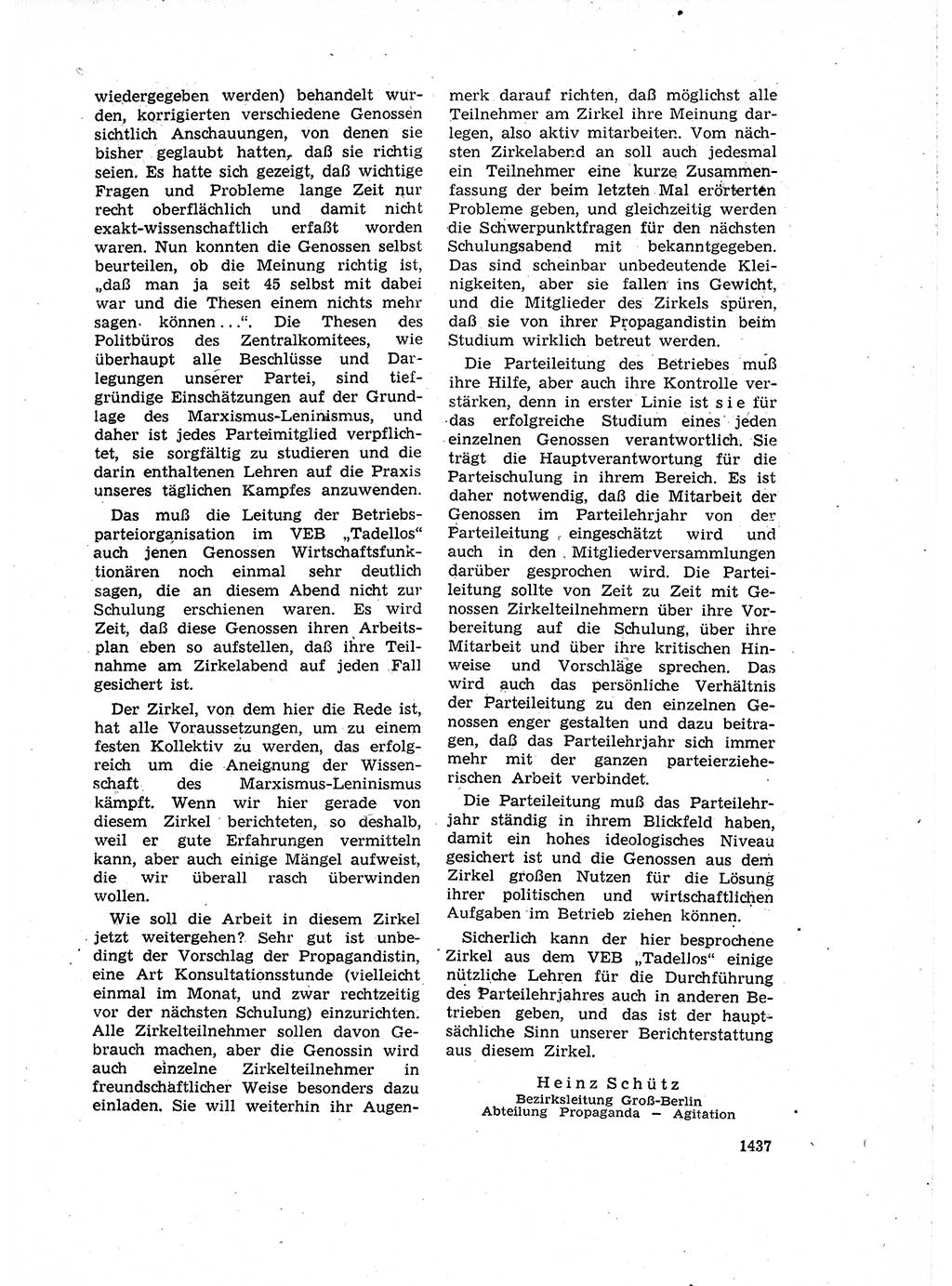 Neuer Weg (NW), Organ des Zentralkomitees (ZK) der SED (Sozialistische Einheitspartei Deutschlands) für Fragen des Parteiaufbaus und des Parteilebens, 14. Jahrgang [Deutsche Demokratische Republik (DDR)] 1959, Seite 1437 (NW ZK SED DDR 1959, S. 1437)