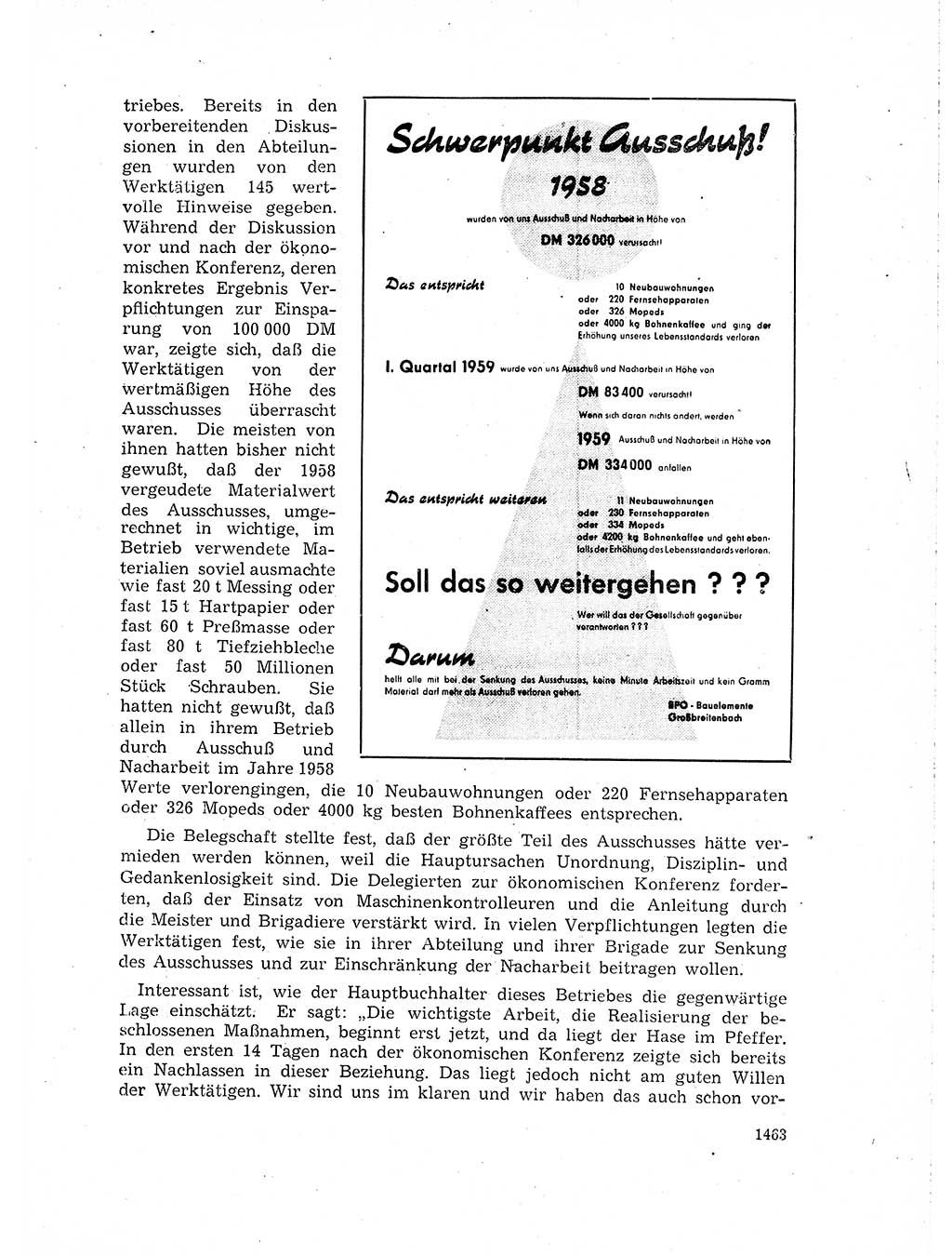 Neuer Weg (NW), Organ des Zentralkomitees (ZK) der SED (Sozialistische Einheitspartei Deutschlands) für Fragen des Parteiaufbaus und des Parteilebens, 14. Jahrgang [Deutsche Demokratische Republik (DDR)] 1959, Seite 1463 (NW ZK SED DDR 1959, S. 1463)