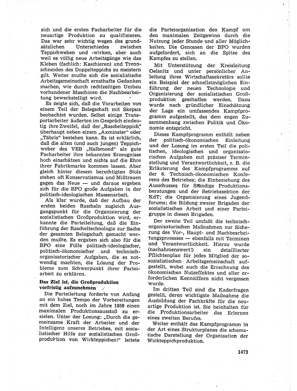 Neuer Weg (NW), Organ des Zentralkomitees (ZK) der SED (Sozialistische Einheitspartei Deutschlands) für Fragen des Parteiaufbaus und des Parteilebens, 14. Jahrgang [Deutsche Demokratische Republik (DDR)] 1959, Seite 1473 (NW ZK SED DDR 1959, S. 1473)
