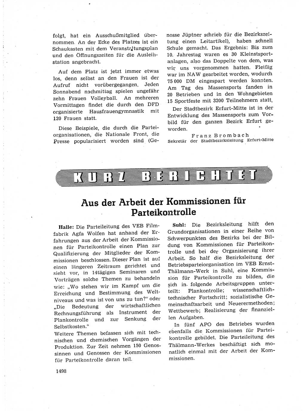 Neuer Weg (NW), Organ des Zentralkomitees (ZK) der SED (Sozialistische Einheitspartei Deutschlands) für Fragen des Parteiaufbaus und des Parteilebens, 14. Jahrgang [Deutsche Demokratische Republik (DDR)] 1959, Seite 1498 (NW ZK SED DDR 1959, S. 1498)