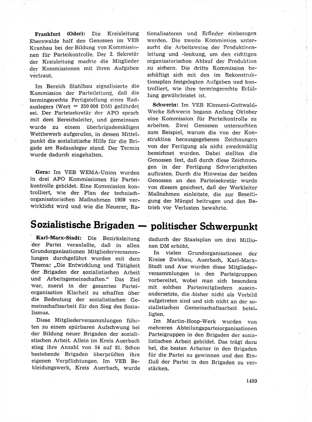 Neuer Weg (NW), Organ des Zentralkomitees (ZK) der SED (Sozialistische Einheitspartei Deutschlands) für Fragen des Parteiaufbaus und des Parteilebens, 14. Jahrgang [Deutsche Demokratische Republik (DDR)] 1959, Seite 1499 (NW ZK SED DDR 1959, S. 1499)