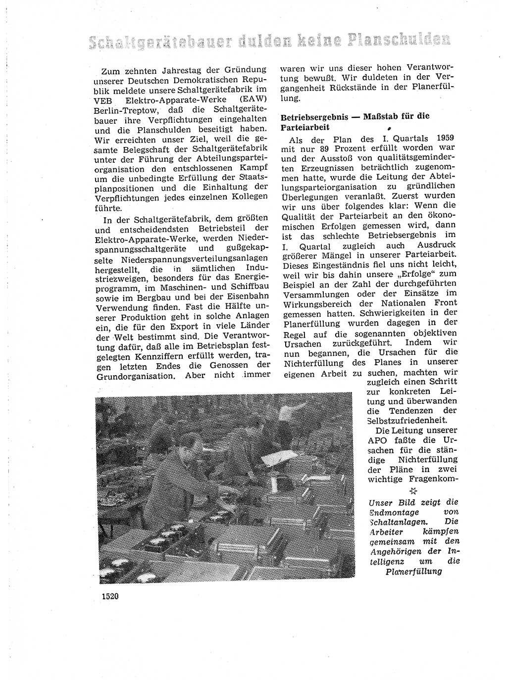 Neuer Weg (NW), Organ des Zentralkomitees (ZK) der SED (Sozialistische Einheitspartei Deutschlands) für Fragen des Parteiaufbaus und des Parteilebens, 14. Jahrgang [Deutsche Demokratische Republik (DDR)] 1959, Seite 1520 (NW ZK SED DDR 1959, S. 1520)