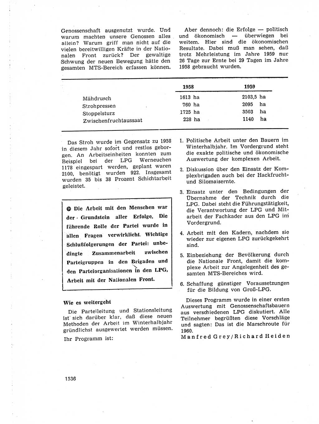 Neuer Weg (NW), Organ des Zentralkomitees (ZK) der SED (Sozialistische Einheitspartei Deutschlands) für Fragen des Parteiaufbaus und des Parteilebens, 14. Jahrgang [Deutsche Demokratische Republik (DDR)] 1959, Seite 1536 (NW ZK SED DDR 1959, S. 1536)