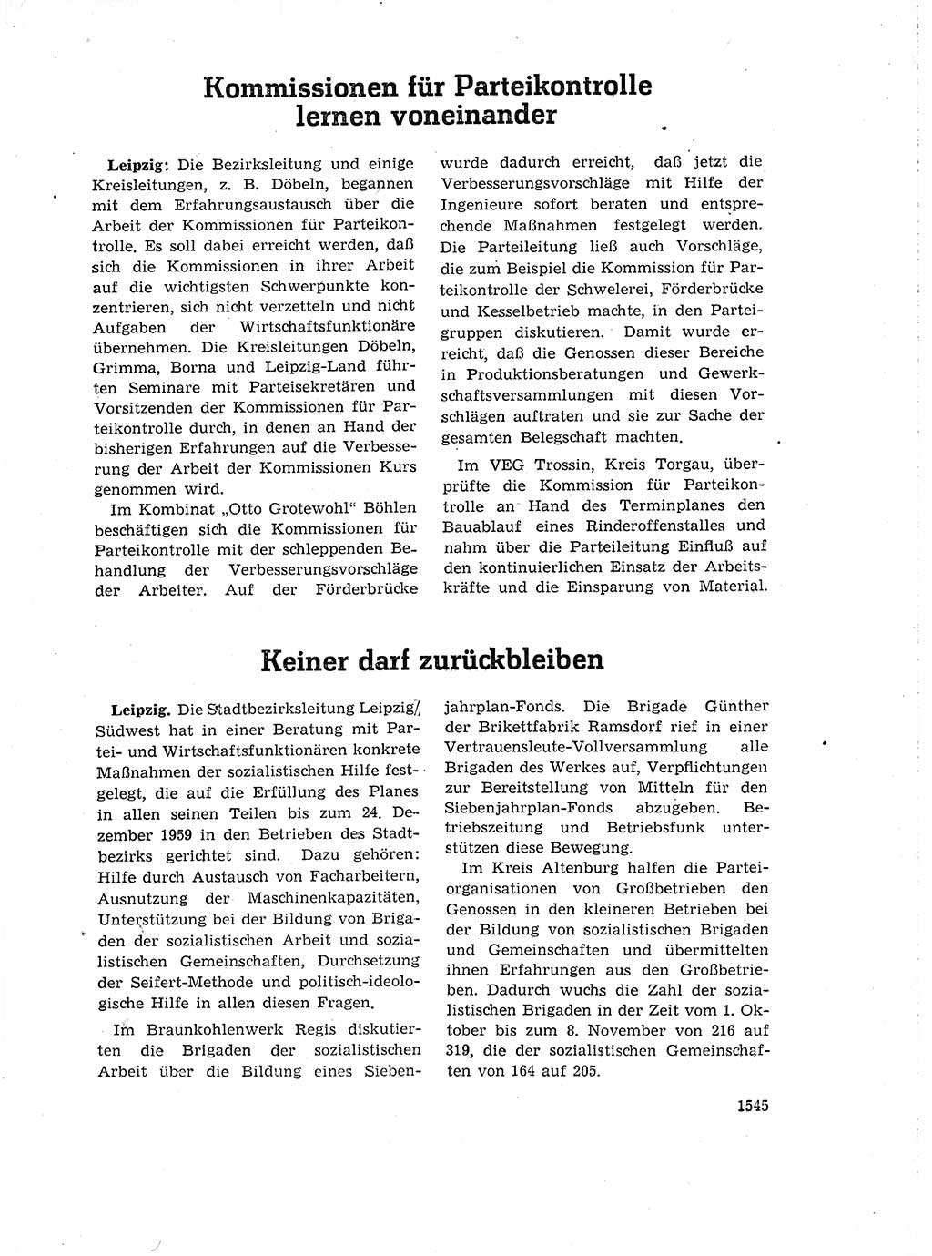 Neuer Weg (NW), Organ des Zentralkomitees (ZK) der SED (Sozialistische Einheitspartei Deutschlands) für Fragen des Parteiaufbaus und des Parteilebens, 14. Jahrgang [Deutsche Demokratische Republik (DDR)] 1959, Seite 1545 (NW ZK SED DDR 1959, S. 1545)