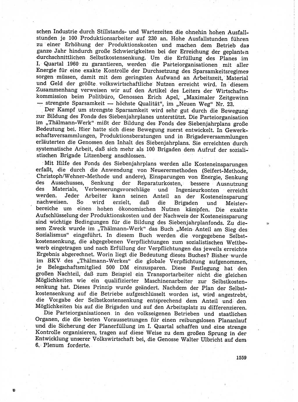Neuer Weg (NW), Organ des Zentralkomitees (ZK) der SED (Sozialistische Einheitspartei Deutschlands) für Fragen des Parteiaufbaus und des Parteilebens, 14. Jahrgang [Deutsche Demokratische Republik (DDR)] 1959, Seite 1559 (NW ZK SED DDR 1959, S. 1559)