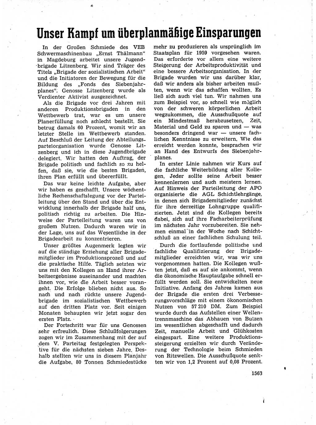 Neuer Weg (NW), Organ des Zentralkomitees (ZK) der SED (Sozialistische Einheitspartei Deutschlands) für Fragen des Parteiaufbaus und des Parteilebens, 14. Jahrgang [Deutsche Demokratische Republik (DDR)] 1959, Seite 1563 (NW ZK SED DDR 1959, S. 1563)