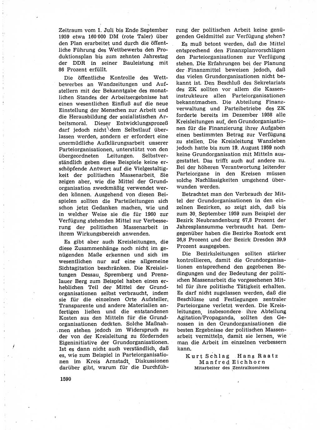 Neuer Weg (NW), Organ des Zentralkomitees (ZK) der SED (Sozialistische Einheitspartei Deutschlands) für Fragen des Parteiaufbaus und des Parteilebens, 14. Jahrgang [Deutsche Demokratische Republik (DDR)] 1959, Seite 1590 (NW ZK SED DDR 1959, S. 1590)