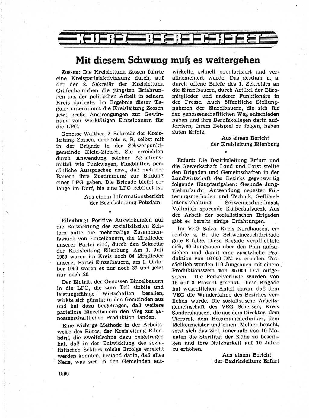 Neuer Weg (NW), Organ des Zentralkomitees (ZK) der SED (Sozialistische Einheitspartei Deutschlands) für Fragen des Parteiaufbaus und des Parteilebens, 14. Jahrgang [Deutsche Demokratische Republik (DDR)] 1959, Seite 1596 (NW ZK SED DDR 1959, S. 1596)