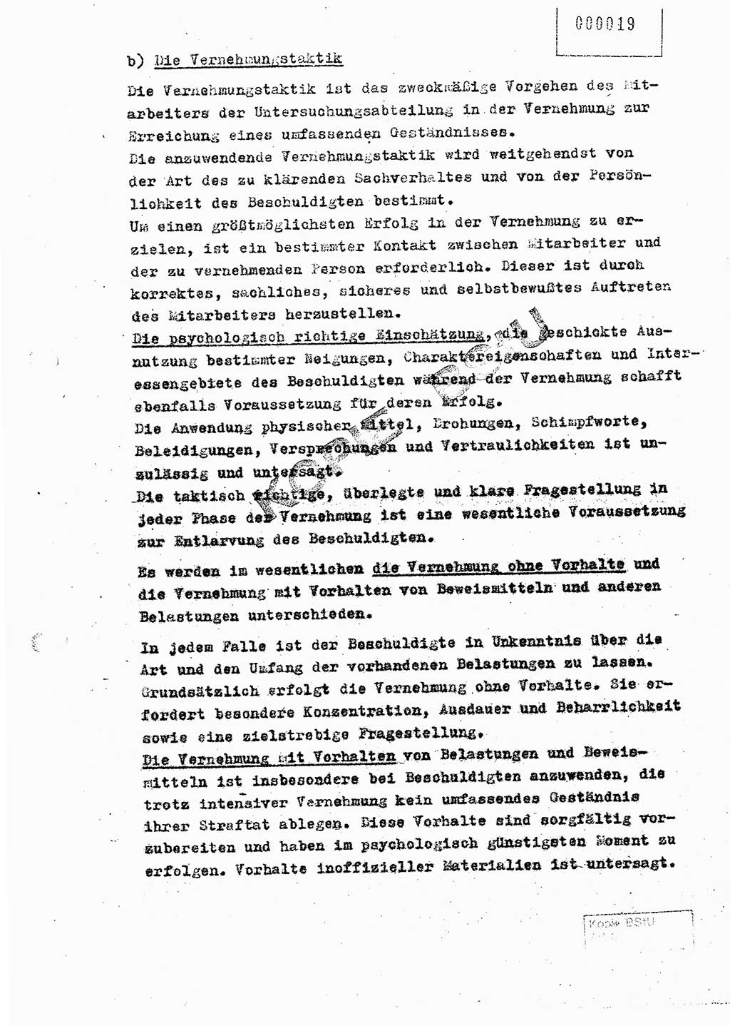 Richtlinie 4/59 für die Arbeit der Untersuchungsabteilungen des Ministeriums für Staatssicherheit, Ministerium für Staatssicherheit (MfS) [Deutsche Demokratische Republik (DDR)], Der Minister, Berlin 1959, Blatt 19 (RL 4/59 DDR MfS Min. /59 1959, Bl. 19)