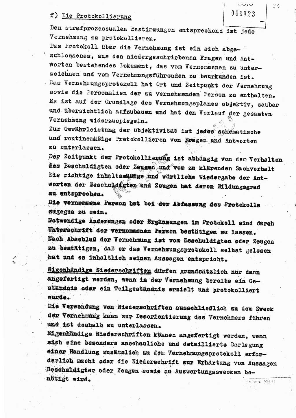 Richtlinie 4/59 für die Arbeit der Untersuchungsabteilungen des Ministeriums für Staatssicherheit, Ministerium für Staatssicherheit (MfS) [Deutsche Demokratische Republik (DDR)], Der Minister, Berlin 1959, Blatt 23 (RL 4/59 DDR MfS Min. /59 1959, Bl. 23)