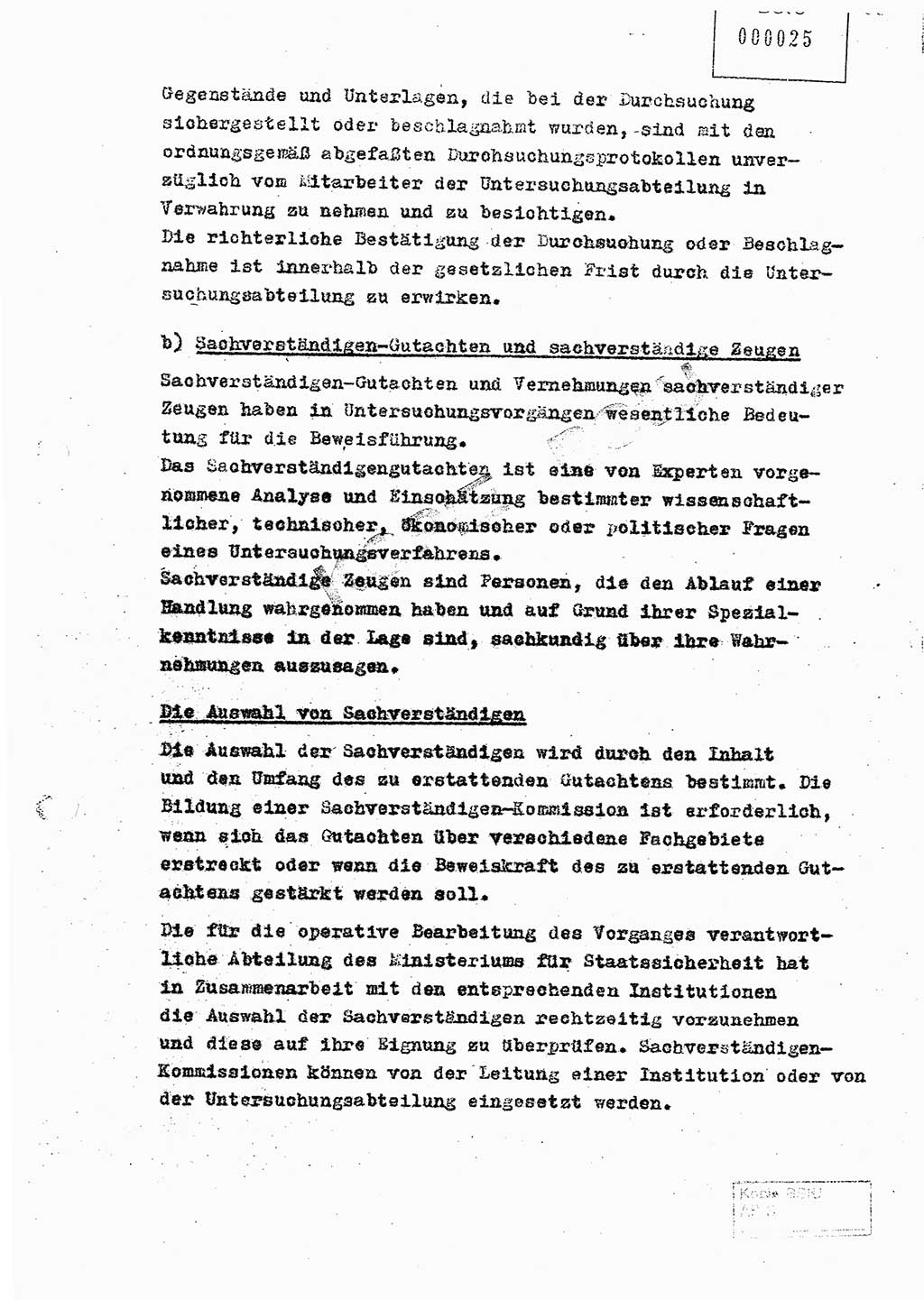 Richtlinie 4/59 für die Arbeit der Untersuchungsabteilungen des Ministeriums für Staatssicherheit, Ministerium für Staatssicherheit (MfS) [Deutsche Demokratische Republik (DDR)], Der Minister, Berlin 1959, Blatt 25 (RL 4/59 DDR MfS Min. /59 1959, Bl. 25)