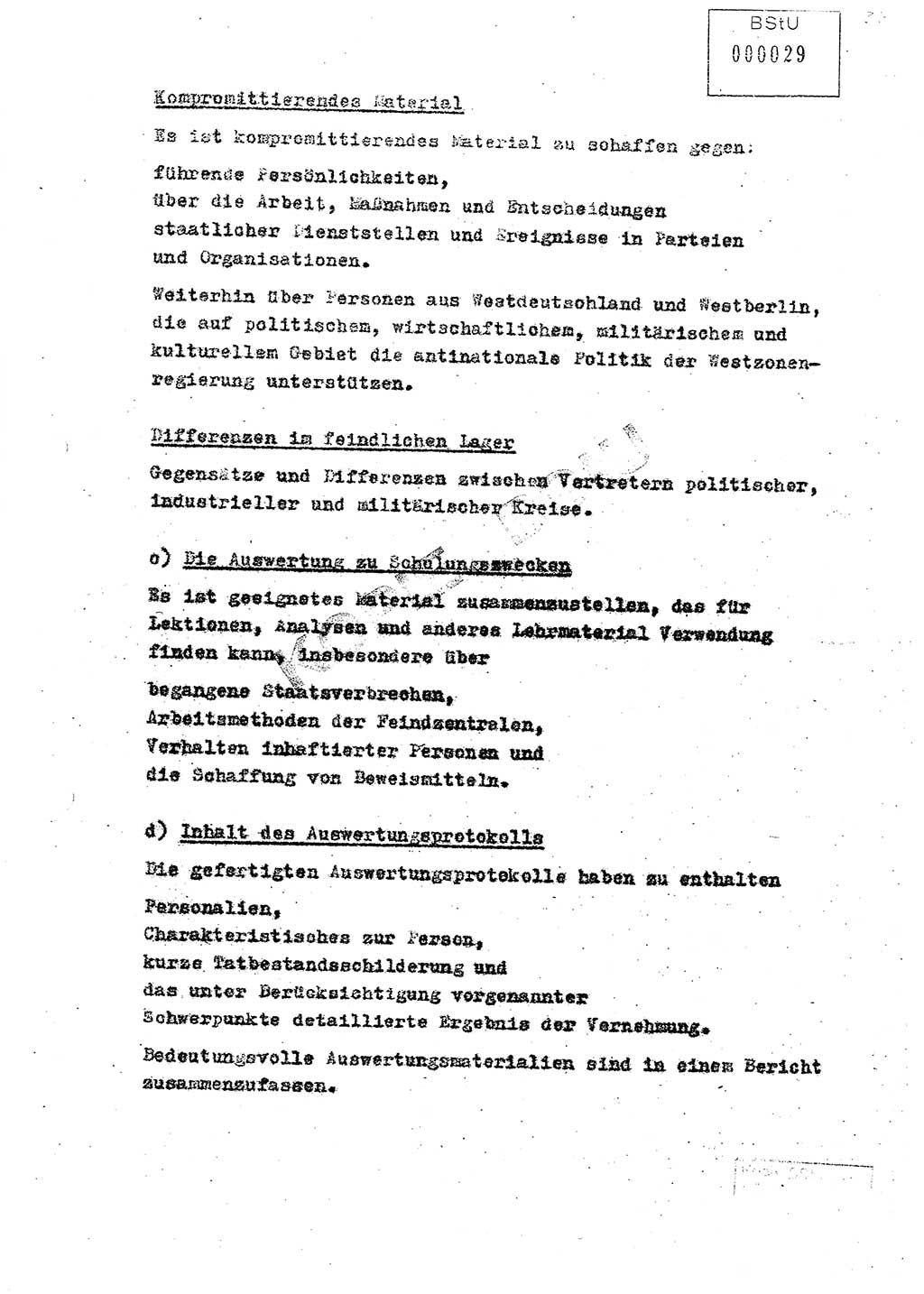 Richtlinie 4/59 für die Arbeit der Untersuchungsabteilungen des Ministeriums für Staatssicherheit, Ministerium für Staatssicherheit (MfS) [Deutsche Demokratische Republik (DDR)], Der Minister, Berlin 1959, Blatt 29 (RL 4/59 DDR MfS Min. /59 1959, Bl. 29)