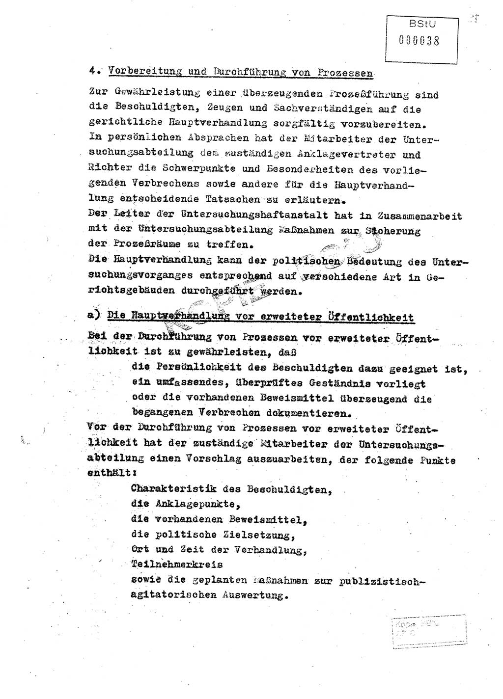 Richtlinie 4/59 für die Arbeit der Untersuchungsabteilungen des Ministeriums für Staatssicherheit, Ministerium für Staatssicherheit (MfS) [Deutsche Demokratische Republik (DDR)], Der Minister, Berlin 1959, Blatt 38 (RL 4/59 DDR MfS Min. /59 1959, Bl. 38)