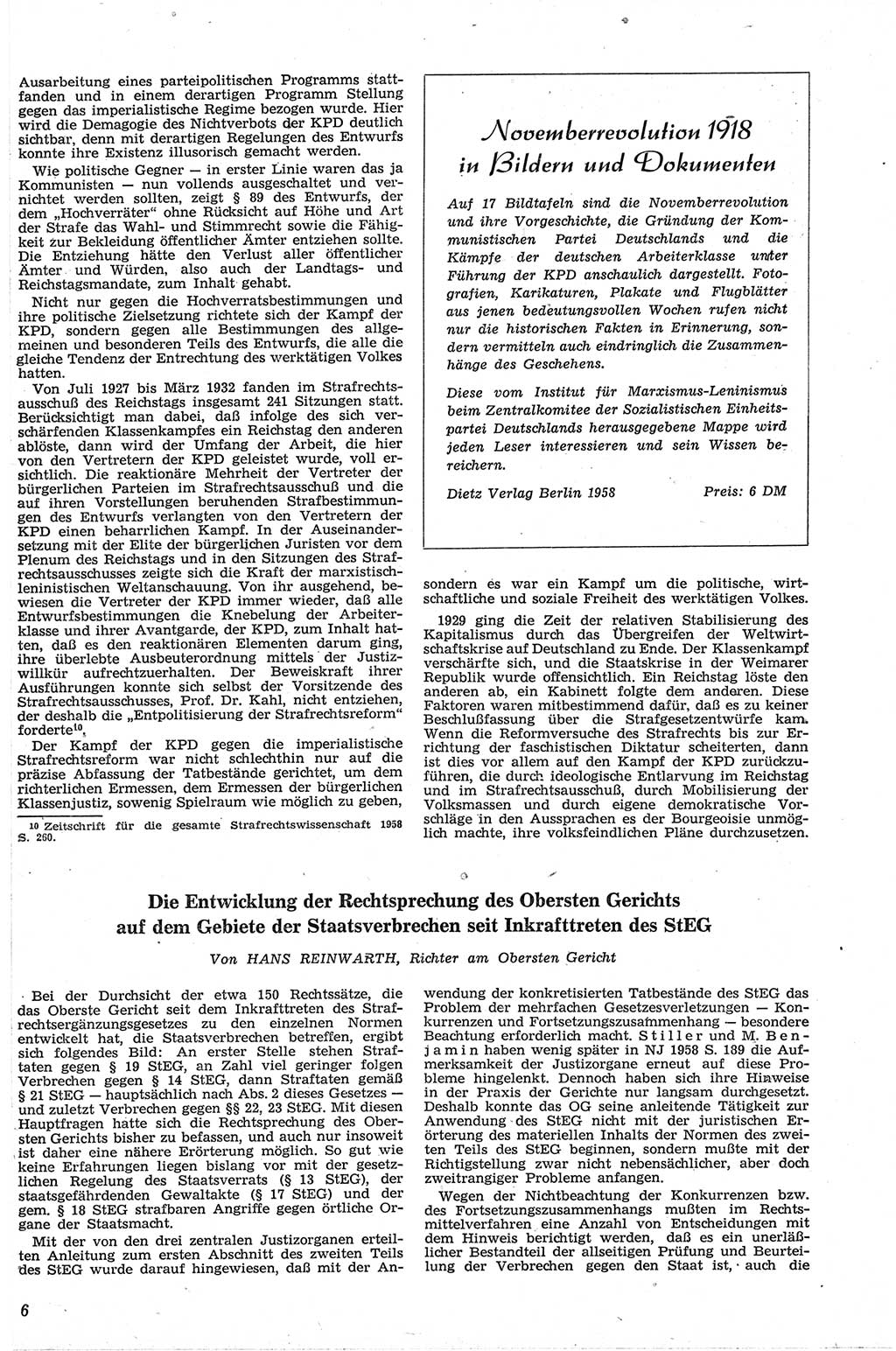 Neue Justiz (NJ), Zeitschrift für Recht und Rechtswissenschaft [Deutsche Demokratische Republik (DDR)], 13. Jahrgang 1959, Seite 6 (NJ DDR 1959, S. 6)