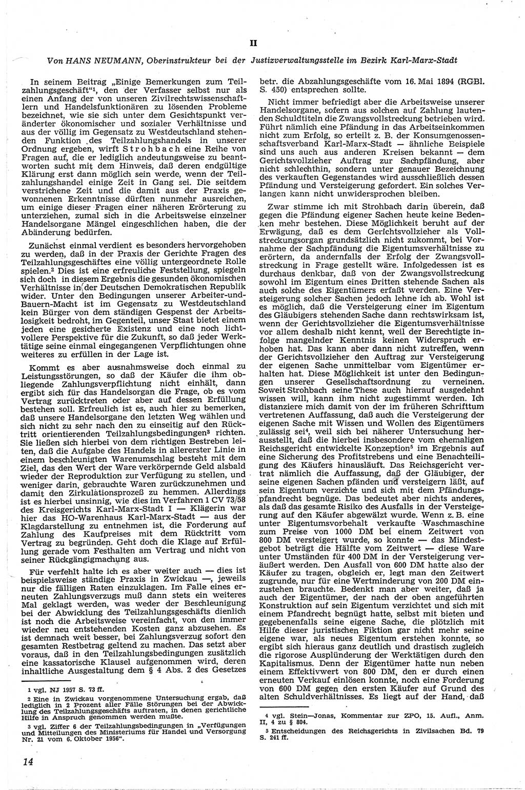 Neue Justiz (NJ), Zeitschrift für Recht und Rechtswissenschaft [Deutsche Demokratische Republik (DDR)], 13. Jahrgang 1959, Seite 14 (NJ DDR 1959, S. 14)