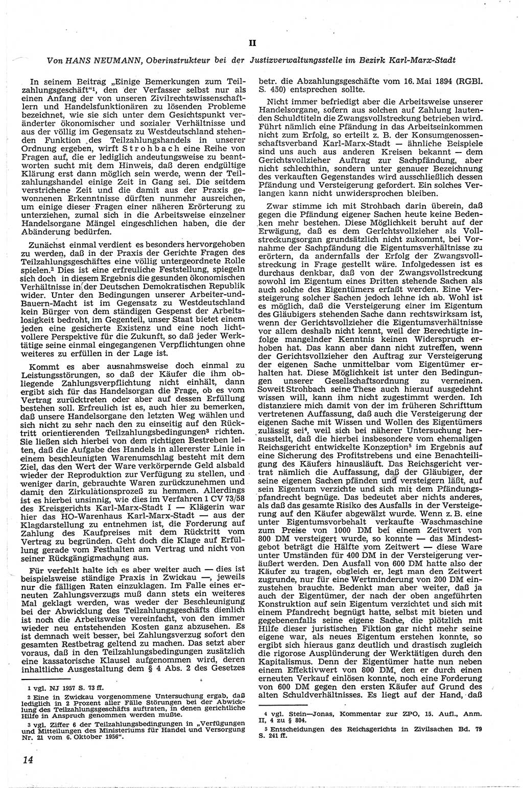 Neue Justiz (NJ), Zeitschrift für Recht und Rechtswissenschaft [Deutsche Demokratische Republik (DDR)], 13. Jahrgang 1959, Seite 14 (NJ DDR 1959, S. 14)