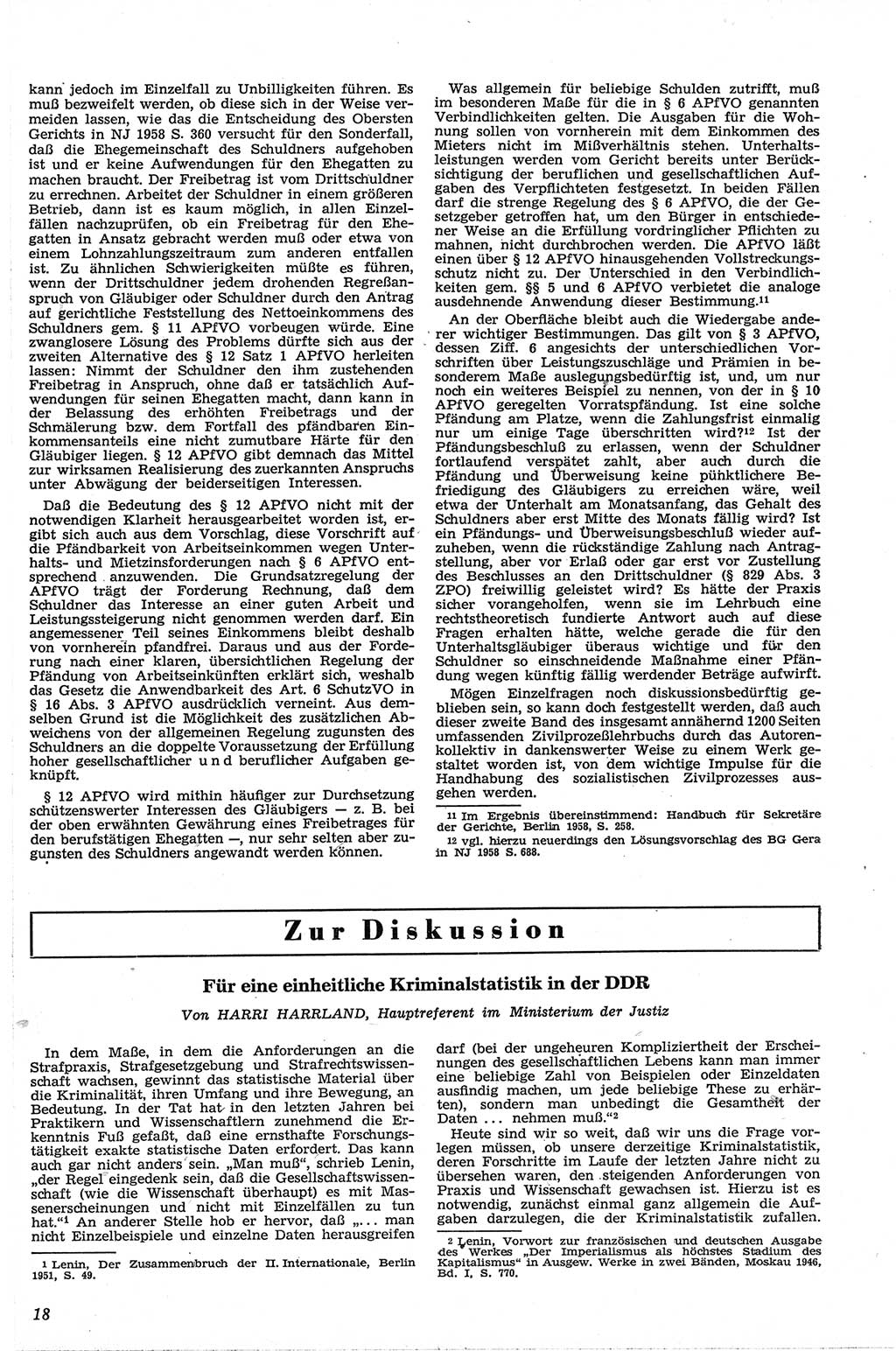 Neue Justiz (NJ), Zeitschrift für Recht und Rechtswissenschaft [Deutsche Demokratische Republik (DDR)], 13. Jahrgang 1959, Seite 18 (NJ DDR 1959, S. 18)