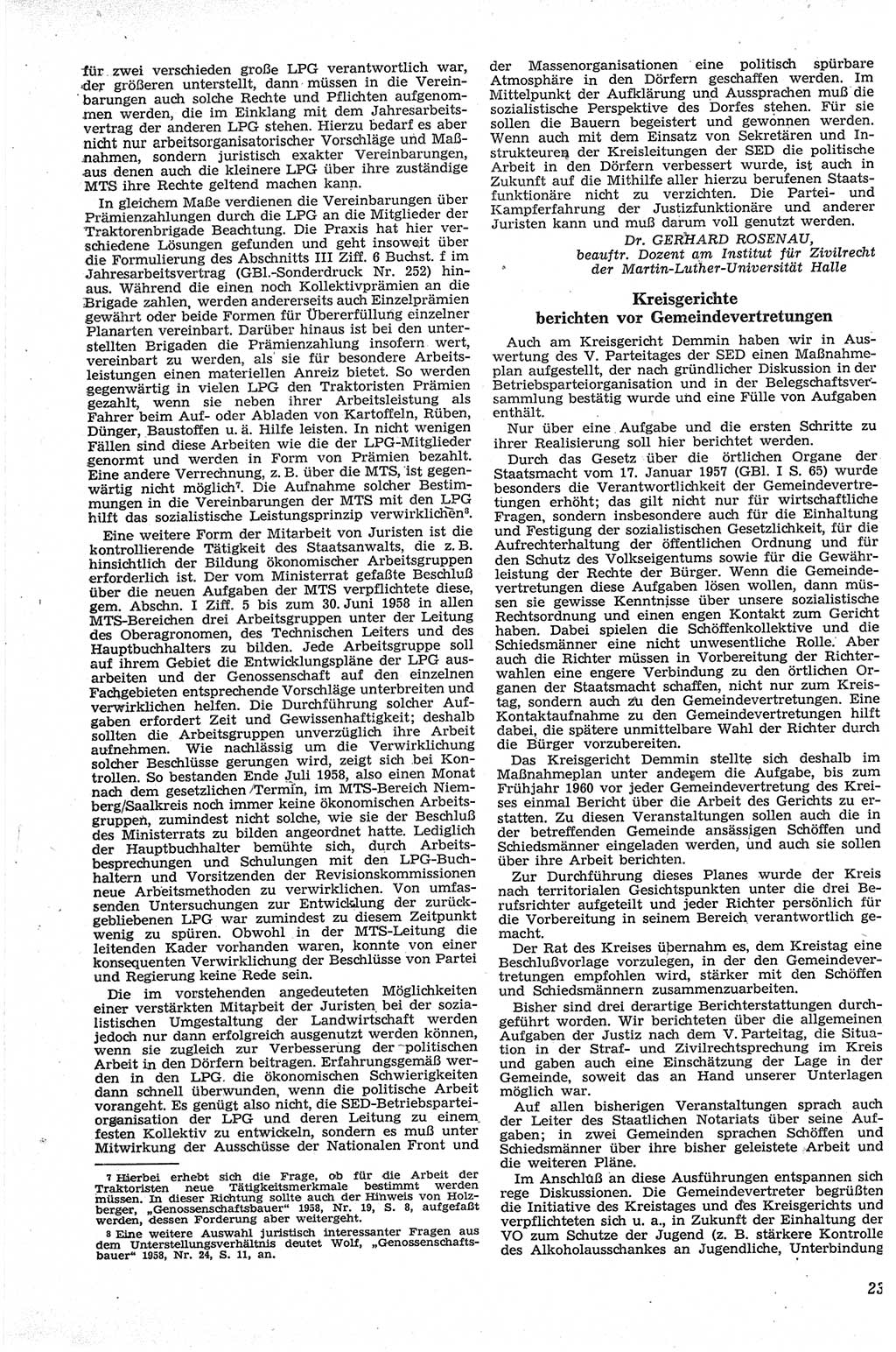 Neue Justiz (NJ), Zeitschrift für Recht und Rechtswissenschaft [Deutsche Demokratische Republik (DDR)], 13. Jahrgang 1959, Seite 23 (NJ DDR 1959, S. 23)