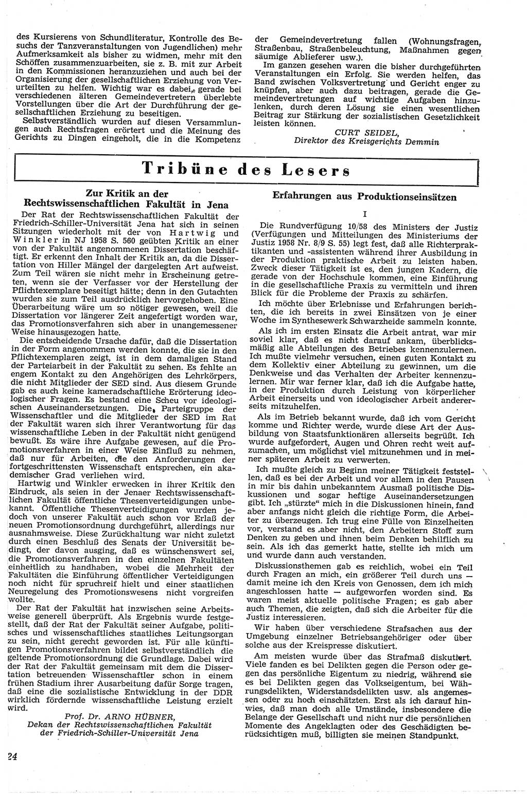 Neue Justiz (NJ), Zeitschrift für Recht und Rechtswissenschaft [Deutsche Demokratische Republik (DDR)], 13. Jahrgang 1959, Seite 24 (NJ DDR 1959, S. 24)