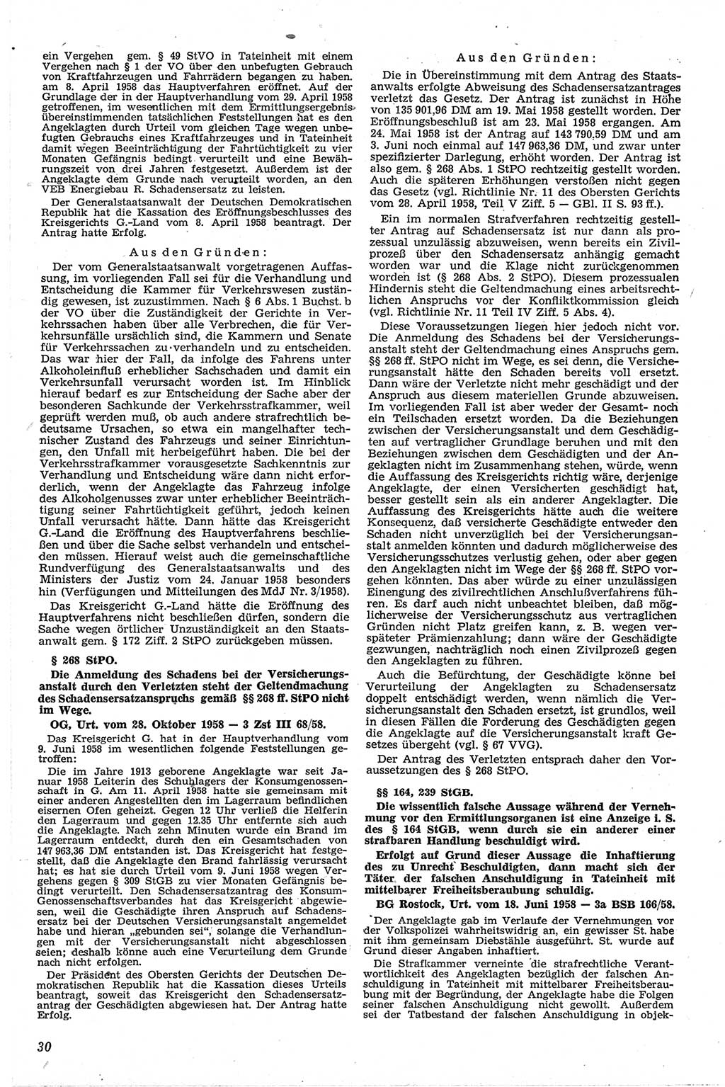 Neue Justiz (NJ), Zeitschrift für Recht und Rechtswissenschaft [Deutsche Demokratische Republik (DDR)], 13. Jahrgang 1959, Seite 30 (NJ DDR 1959, S. 30)
