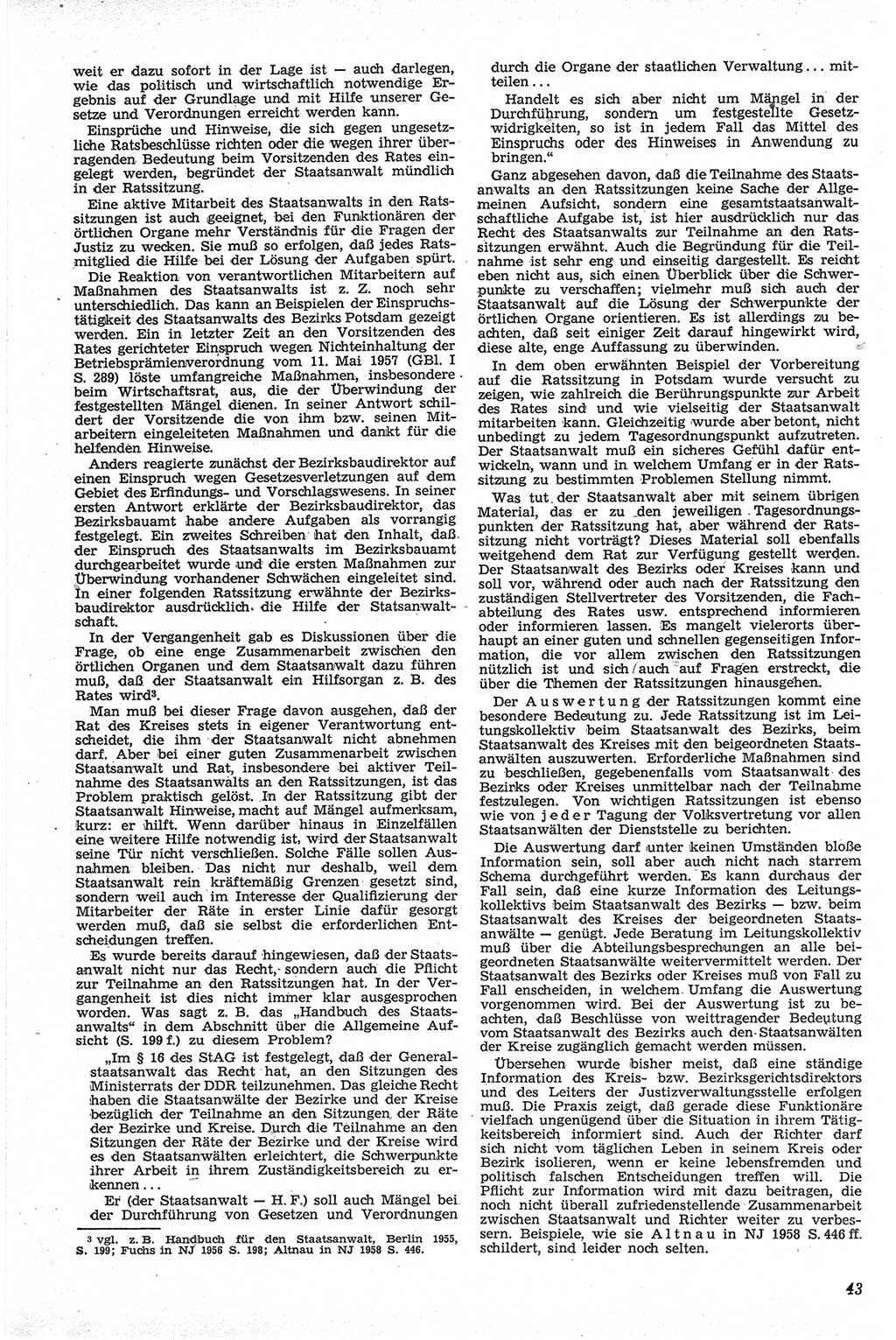 Neue Justiz (NJ), Zeitschrift für Recht und Rechtswissenschaft [Deutsche Demokratische Republik (DDR)], 13. Jahrgang 1959, Seite 43 (NJ DDR 1959, S. 43)