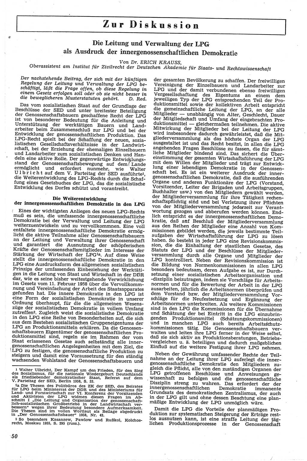 Neue Justiz (NJ), Zeitschrift für Recht und Rechtswissenschaft [Deutsche Demokratische Republik (DDR)], 13. Jahrgang 1959, Seite 50 (NJ DDR 1959, S. 50)