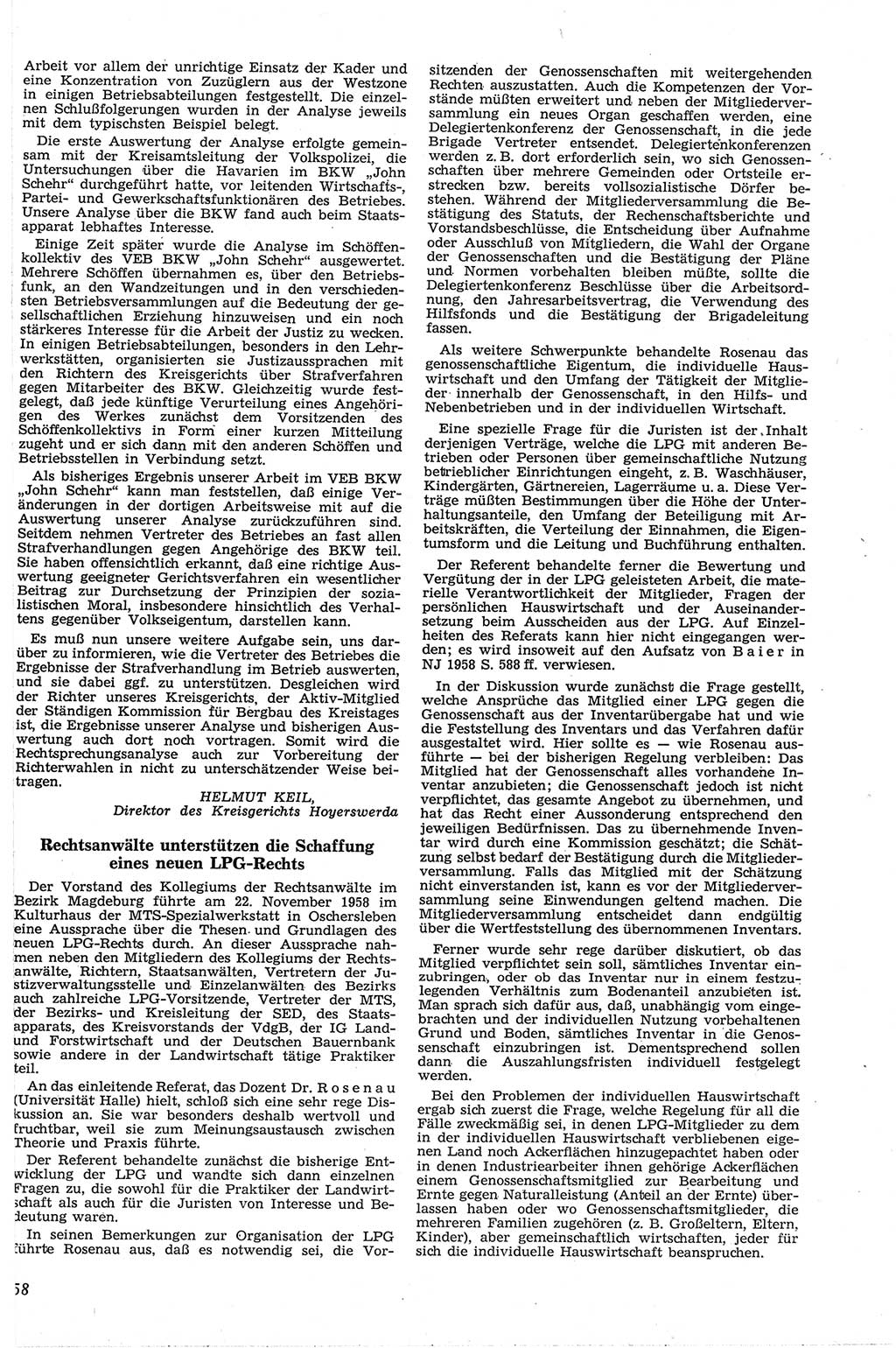 Neue Justiz (NJ), Zeitschrift für Recht und Rechtswissenschaft [Deutsche Demokratische Republik (DDR)], 13. Jahrgang 1959, Seite 58 (NJ DDR 1959, S. 58)