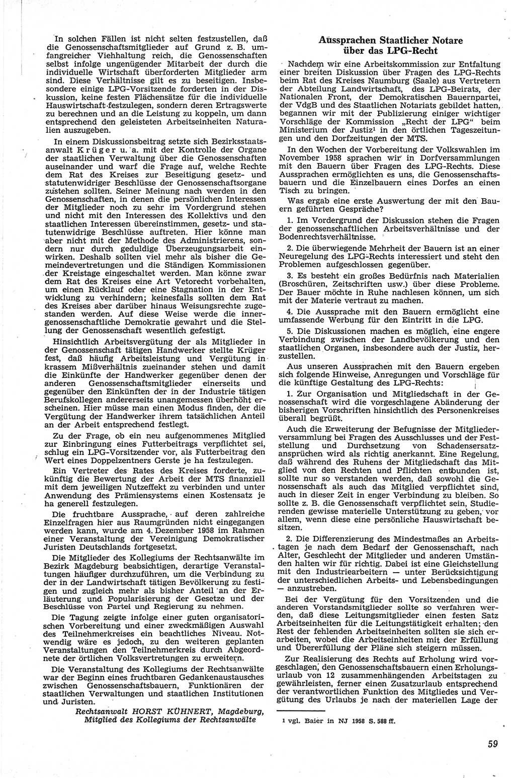Neue Justiz (NJ), Zeitschrift für Recht und Rechtswissenschaft [Deutsche Demokratische Republik (DDR)], 13. Jahrgang 1959, Seite 59 (NJ DDR 1959, S. 59)