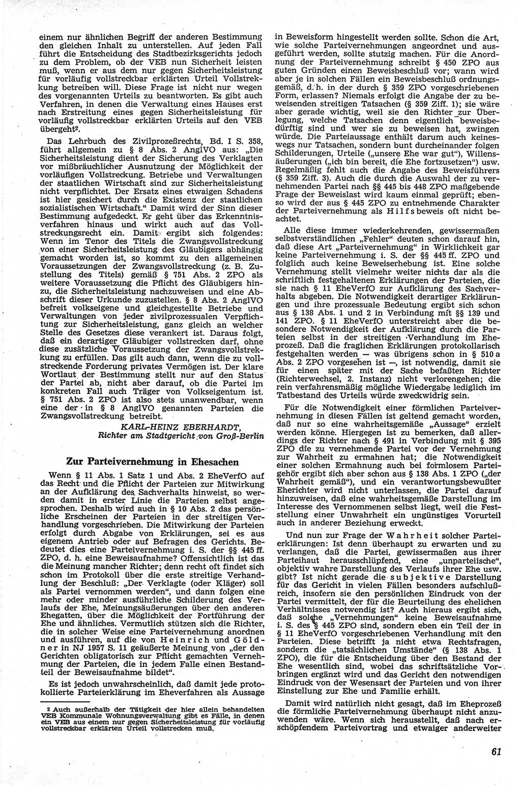 Neue Justiz (NJ), Zeitschrift für Recht und Rechtswissenschaft [Deutsche Demokratische Republik (DDR)], 13. Jahrgang 1959, Seite 61 (NJ DDR 1959, S. 61)