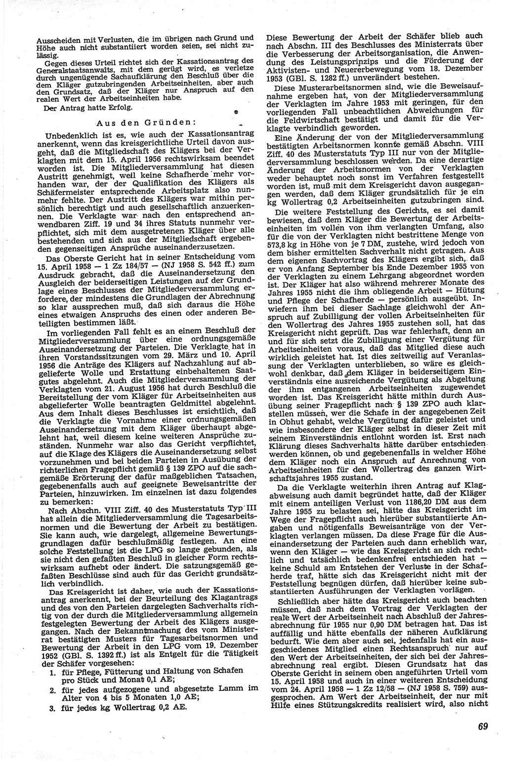 Neue Justiz (NJ), Zeitschrift für Recht und Rechtswissenschaft [Deutsche Demokratische Republik (DDR)], 13. Jahrgang 1959, Seite 69 (NJ DDR 1959, S. 69)