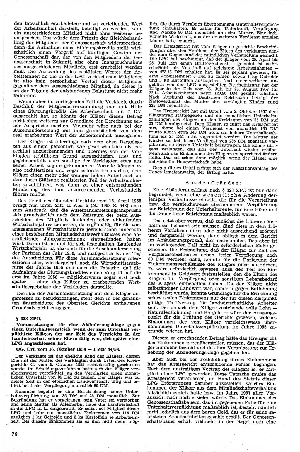 Neue Justiz (NJ), Zeitschrift für Recht und Rechtswissenschaft [Deutsche Demokratische Republik (DDR)], 13. Jahrgang 1959, Seite 70 (NJ DDR 1959, S. 70)