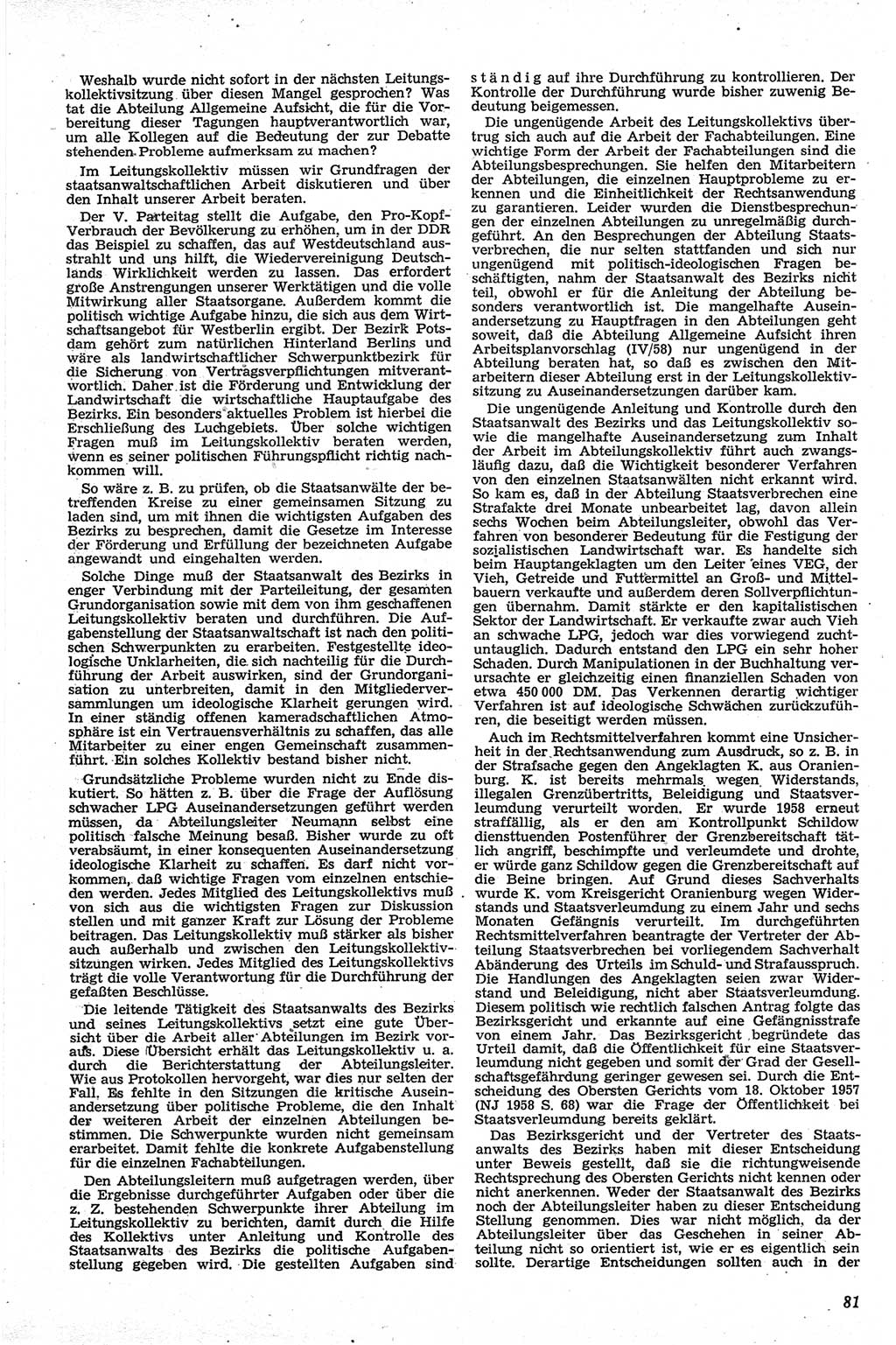 Neue Justiz (NJ), Zeitschrift für Recht und Rechtswissenschaft [Deutsche Demokratische Republik (DDR)], 13. Jahrgang 1959, Seite 81 (NJ DDR 1959, S. 81)