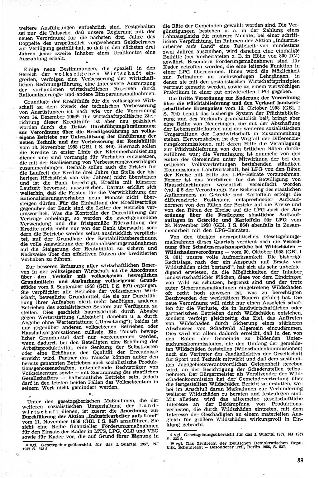 Neue Justiz (NJ), Zeitschrift für Recht und Rechtswissenschaft [Deutsche Demokratische Republik (DDR)], 13. Jahrgang 1959, Seite 89 (NJ DDR 1959, S. 89)