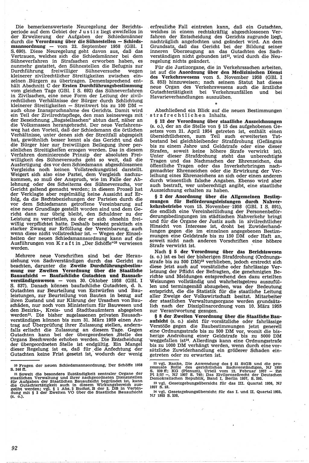 Neue Justiz (NJ), Zeitschrift für Recht und Rechtswissenschaft [Deutsche Demokratische Republik (DDR)], 13. Jahrgang 1959, Seite 92 (NJ DDR 1959, S. 92)