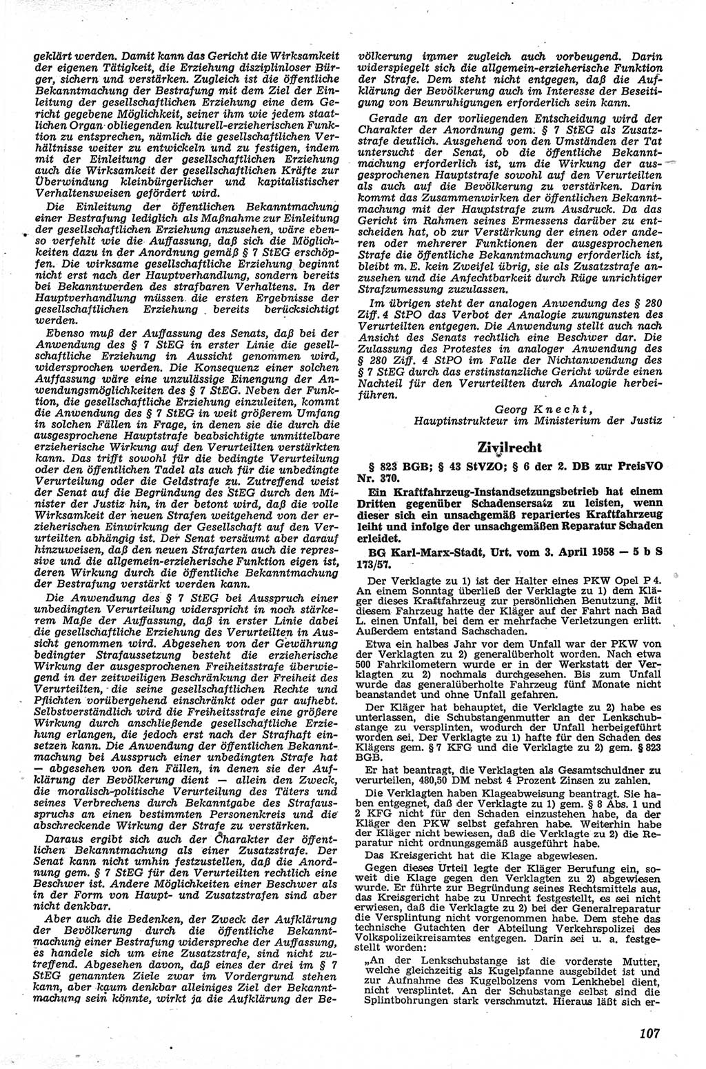 Neue Justiz (NJ), Zeitschrift für Recht und Rechtswissenschaft [Deutsche Demokratische Republik (DDR)], 13. Jahrgang 1959, Seite 107 (NJ DDR 1959, S. 107)