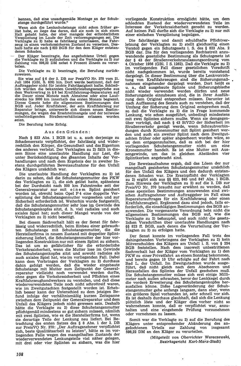 Neue Justiz (NJ), Zeitschrift für Recht und Rechtswissenschaft [Deutsche Demokratische Republik (DDR)], 13. Jahrgang 1959, Seite 108 (NJ DDR 1959, S. 108)